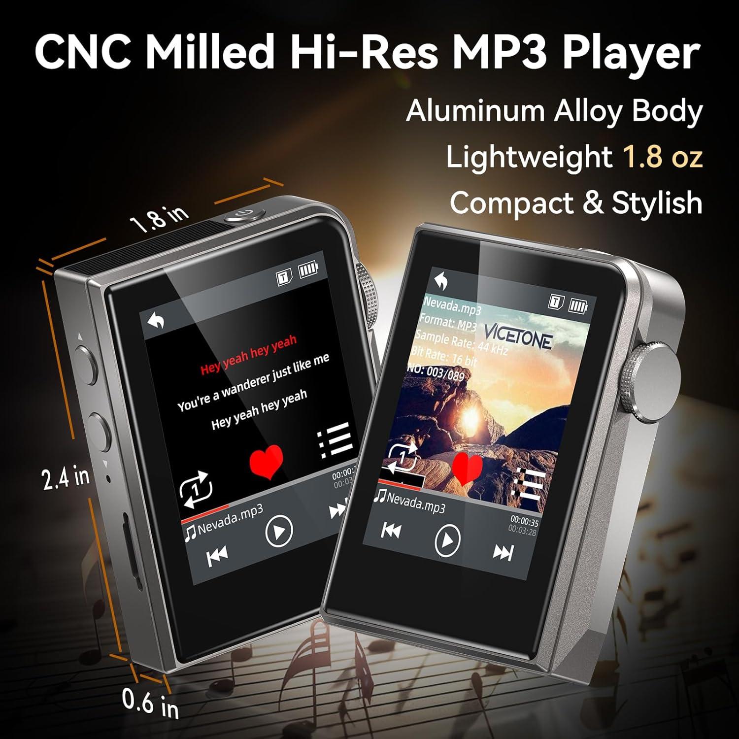 Reproductor MP3 HiFi RUIZU 64GB Pantalla Táctil 2" Plata