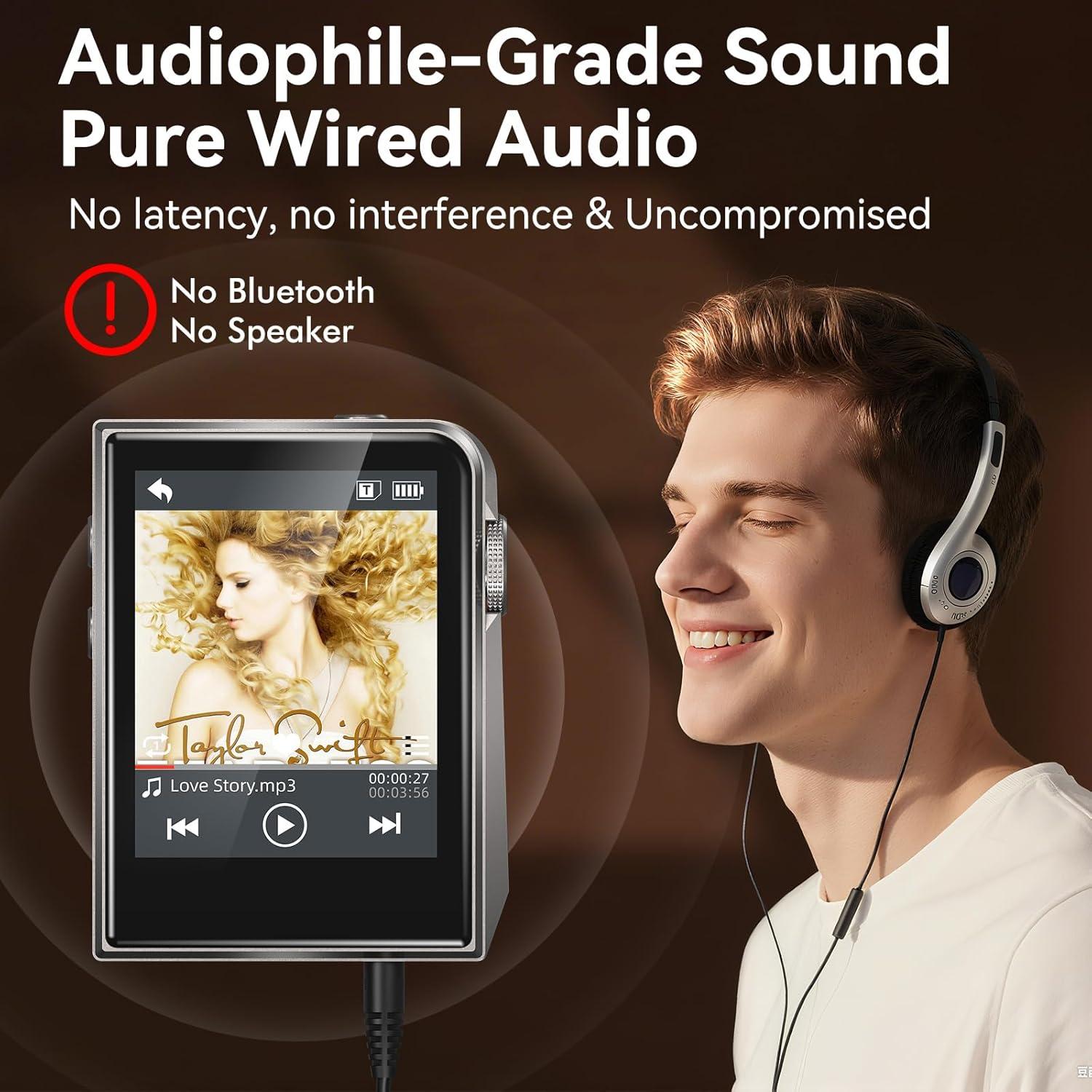 Reproductor MP3 HiFi RUIZU 64GB Pantalla Táctil 2" Plata