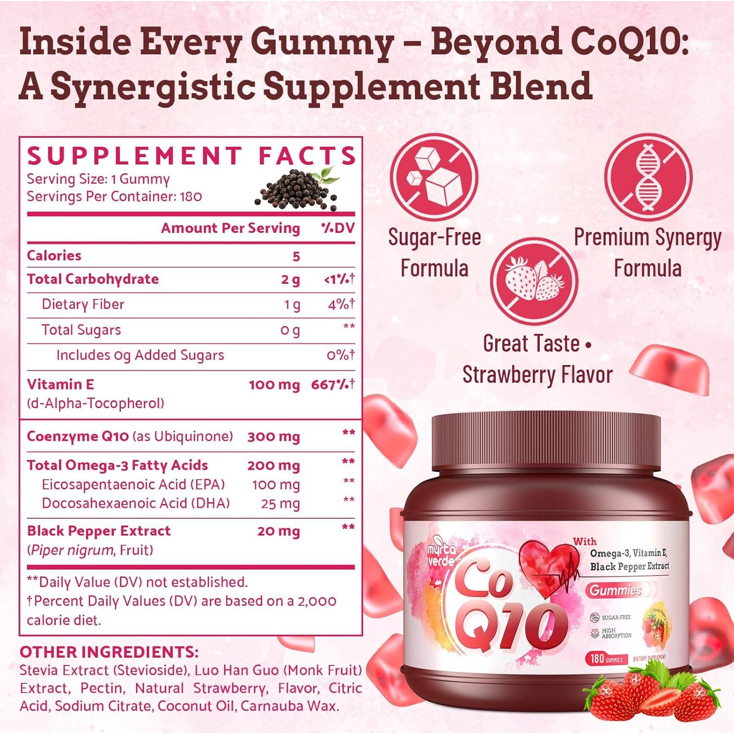 Gominolas de CoQ10 300mg Myrtaverde Sin Azúcar 180 Conteo