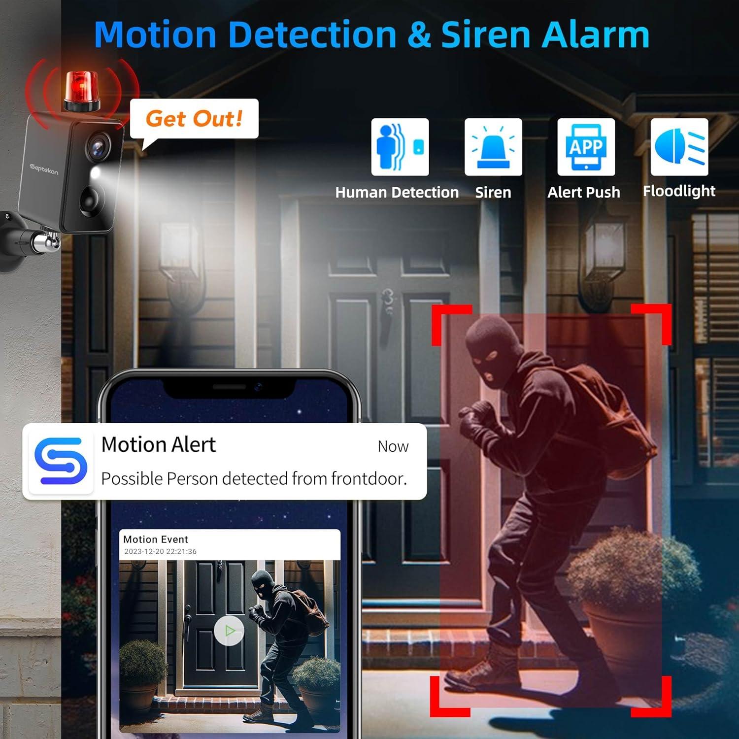 Cámara de Seguridad Inalámbrica Septekon B30 2K Solar IP66