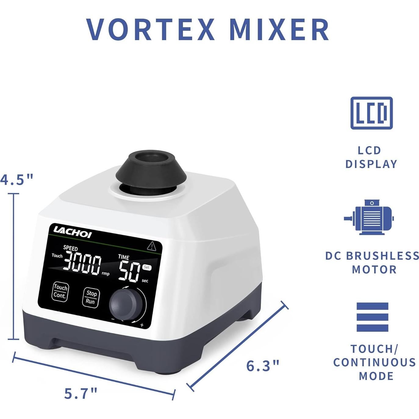 Mezclador Vortex LACHOI 100-3000rpm Pantalla LCD Táctil