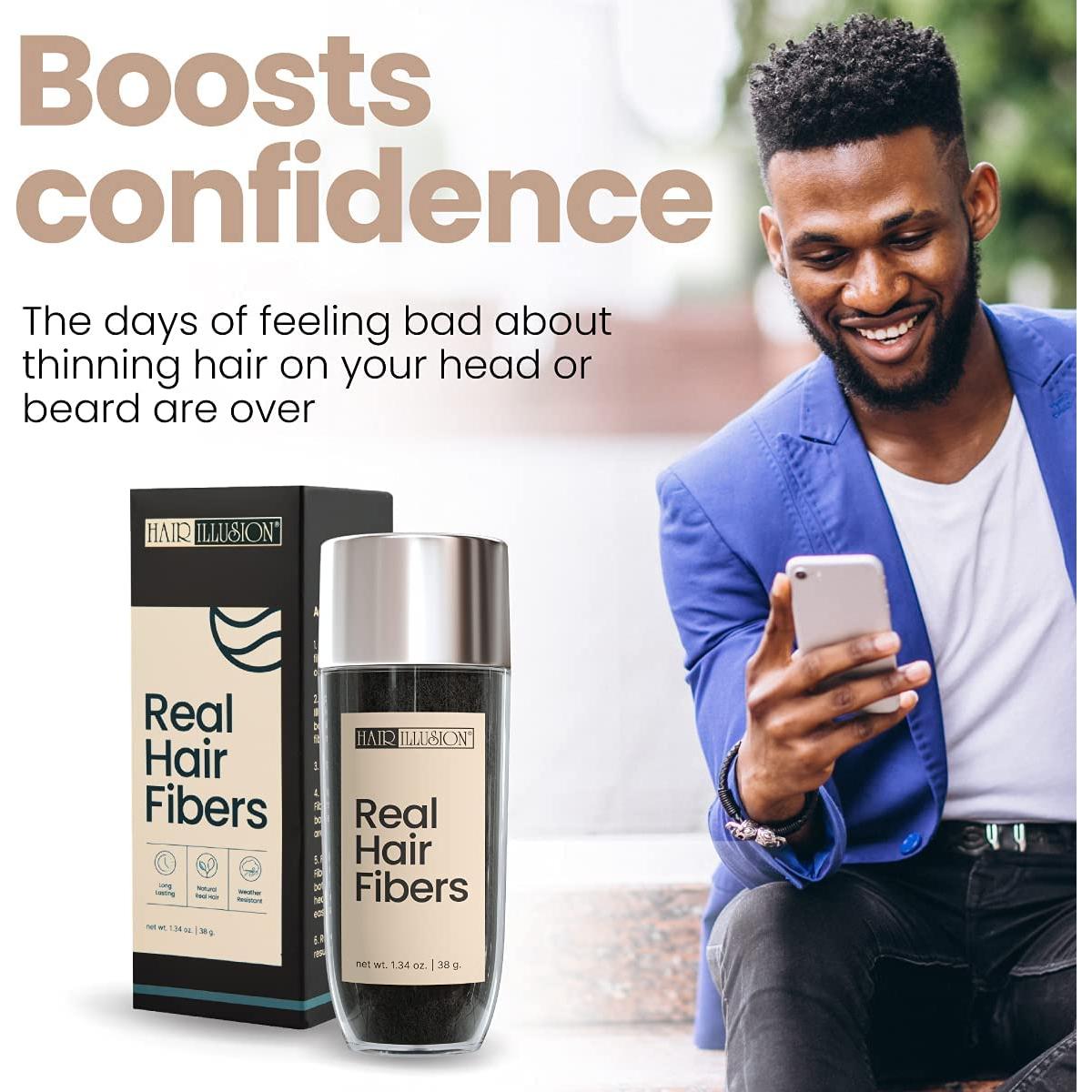 Fibras de Cabello Real Hair Illusion Negro 38g - Natural