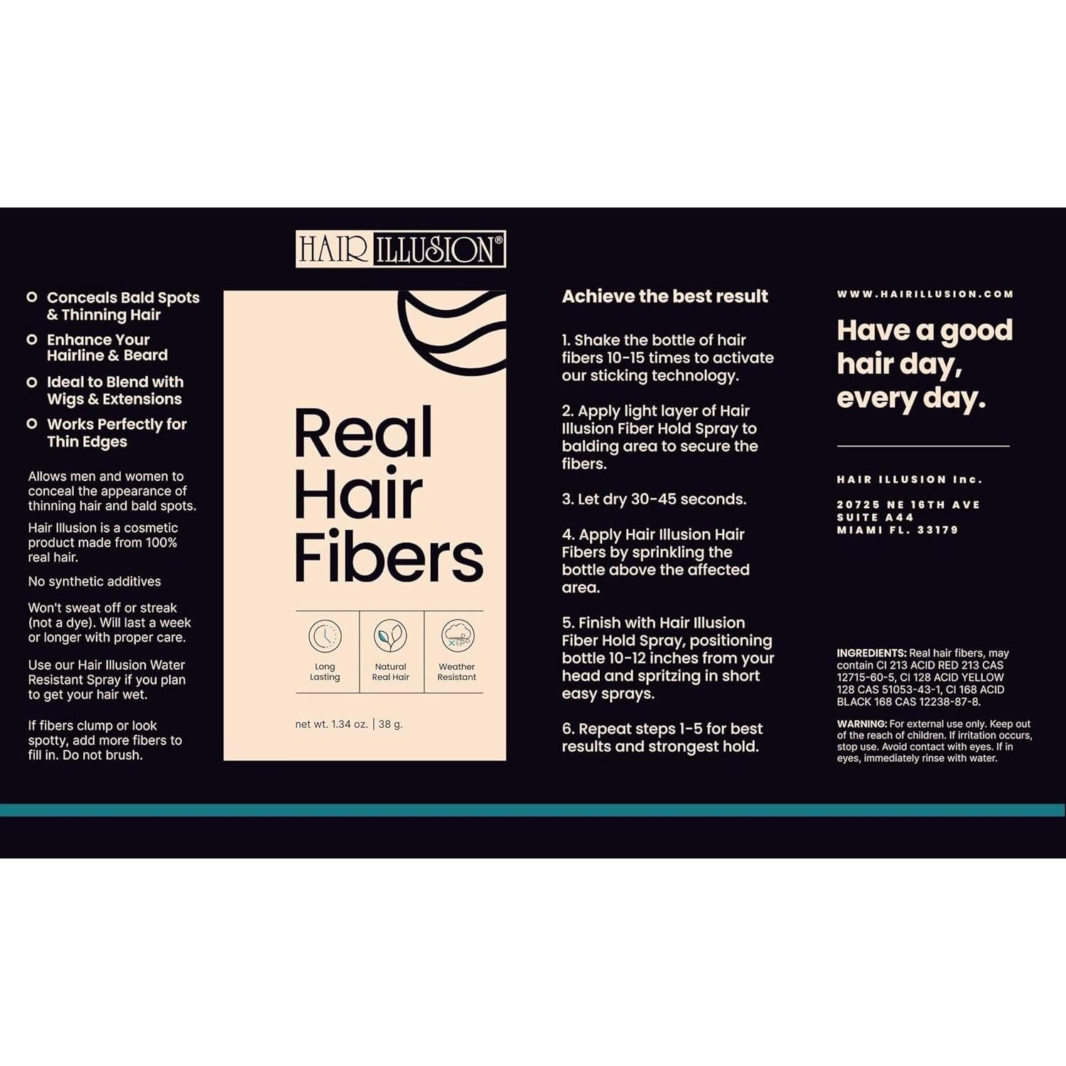 Fibras de Cabello Real Hair Illusion Negro 38g - Natural
