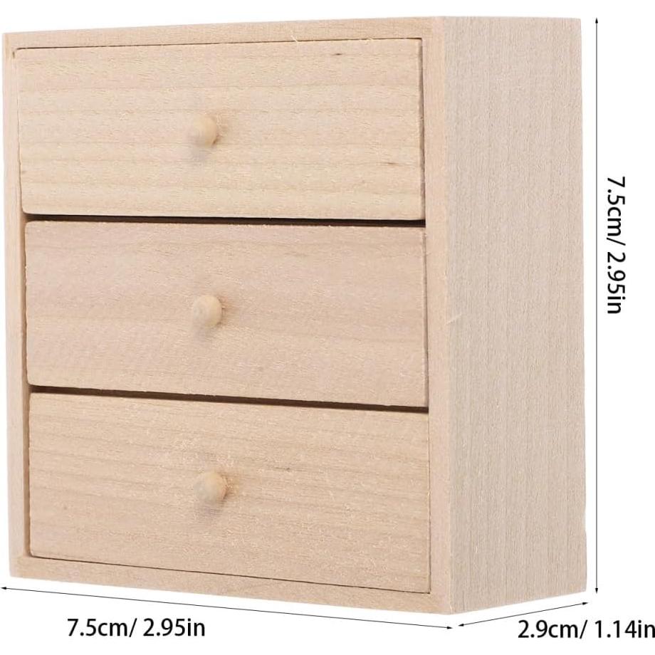 Armario Miniatura de Madera Toyvian 1/12 con 3 Cajones