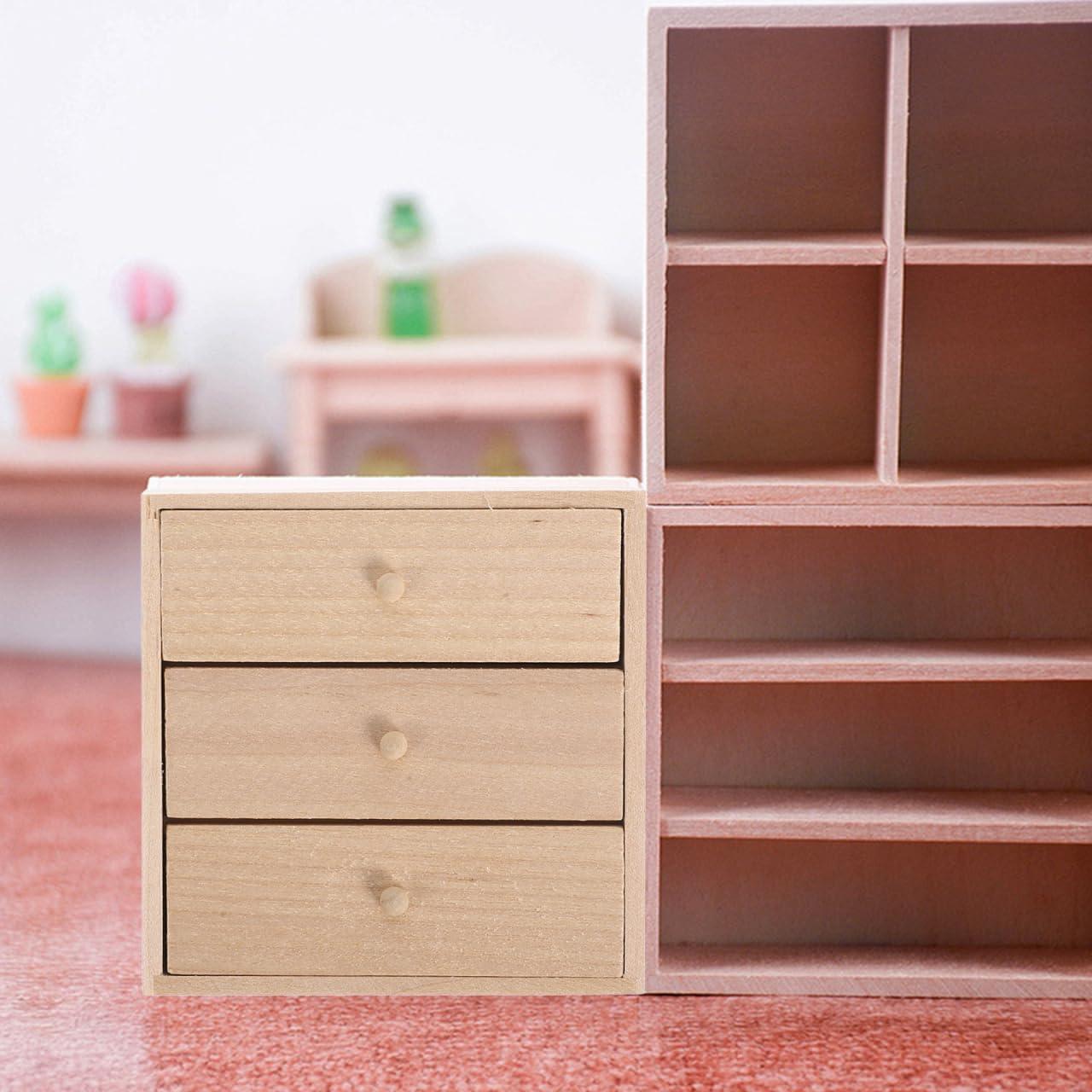 Armario Miniatura de Madera Toyvian 1/12 con 3 Cajones