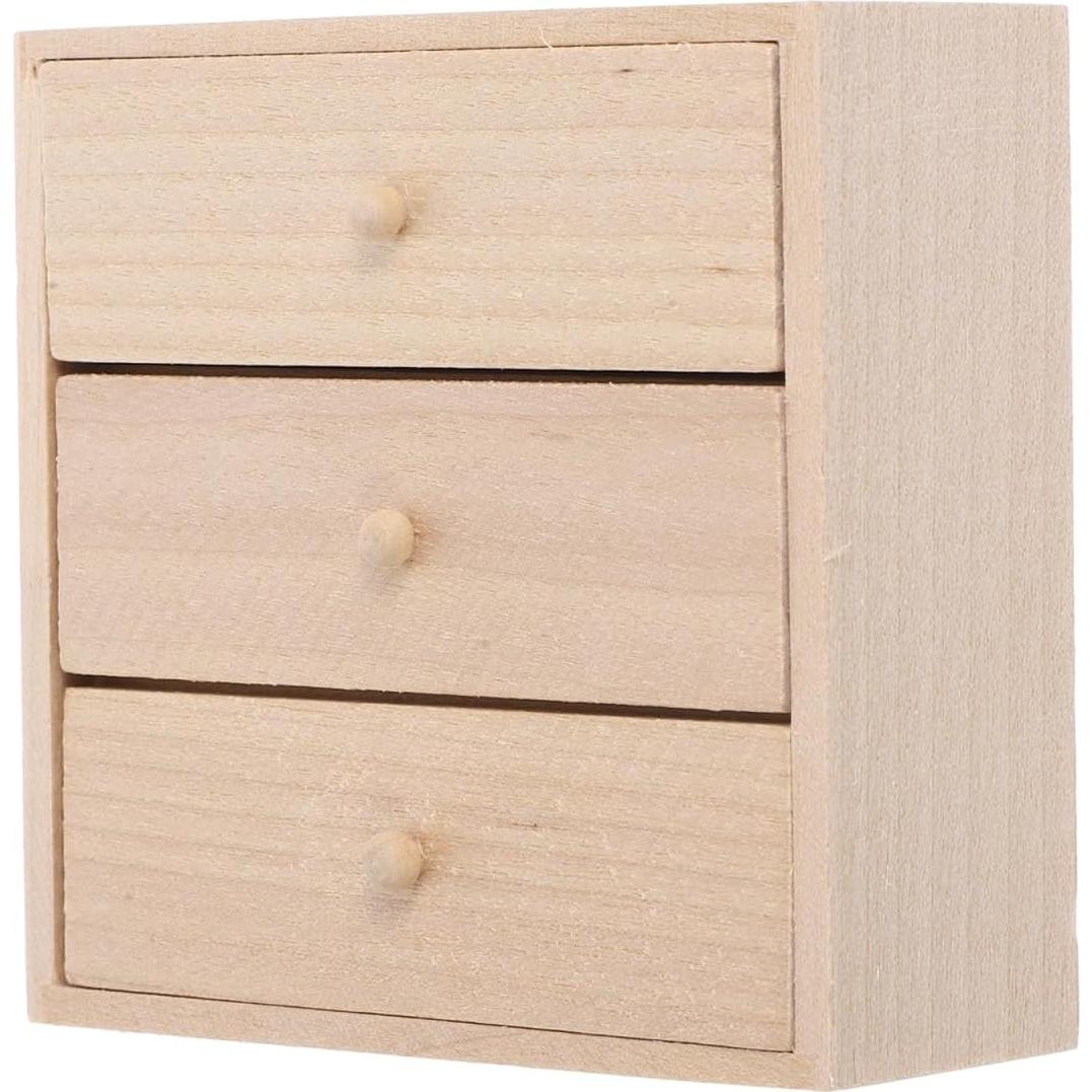 Armario Miniatura de Madera Toyvian 1/12 con 3 Cajones