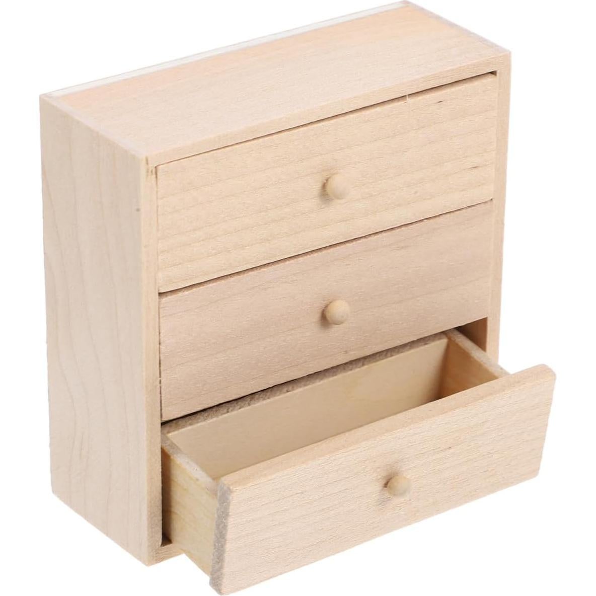 Armario Miniatura de Madera Toyvian 1/12 con 3 Cajones