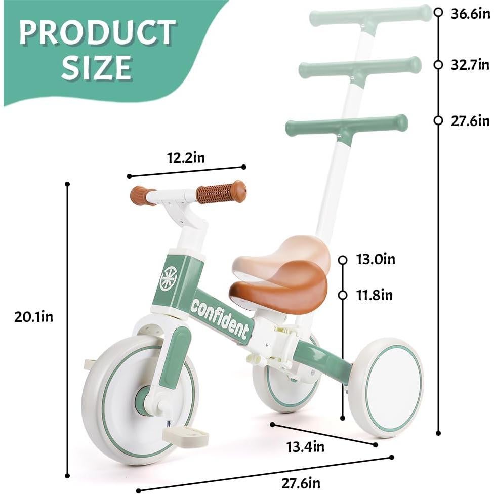 Triciclo para Niños XIAPIA 5 en 1 Verde, 1-8 Años