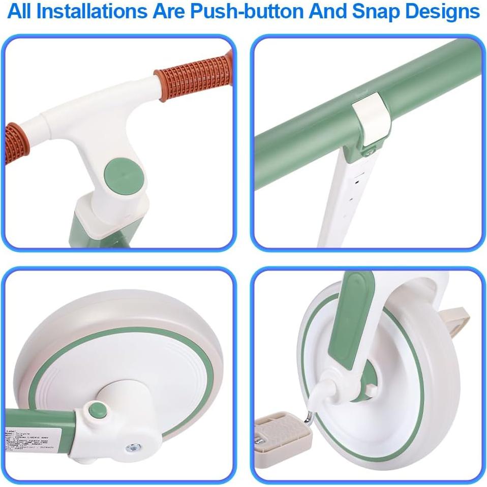 Triciclo para Niños XIAPIA 5 en 1 Verde, 1-8 Años