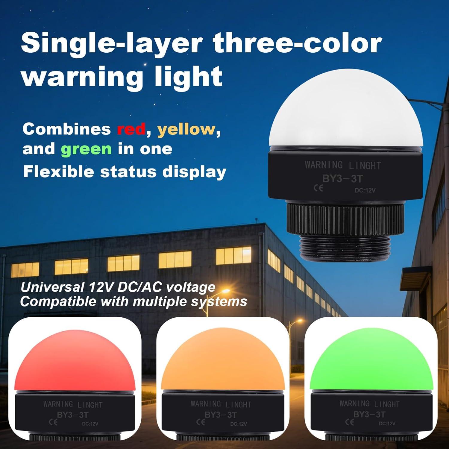 Luz de Advertencia Industrial LED 12V Enshute 3 Colores IP65