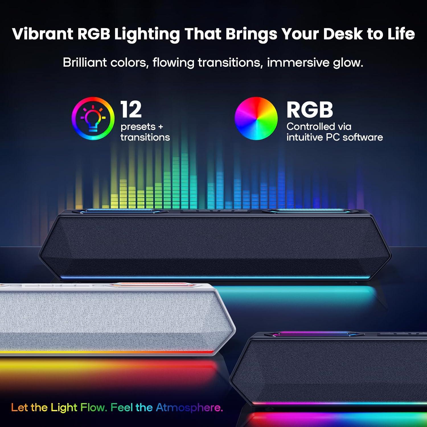 Barra de Sonido Inalámbrica Deeyaple 40W con Bluetooth 5.3 y RGB