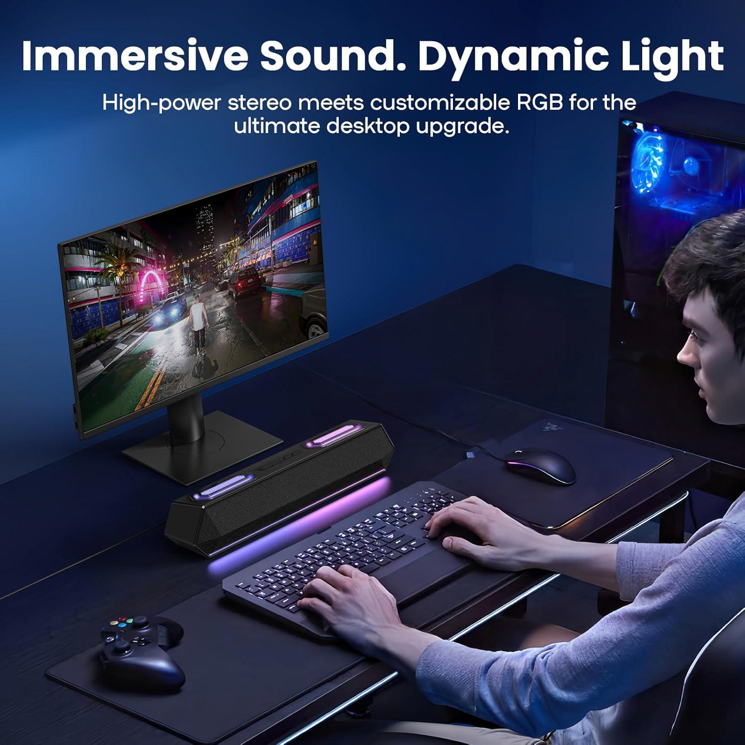 Barra de Sonido Inalámbrica Deeyaple 40W con Bluetooth 5.3 y RGB