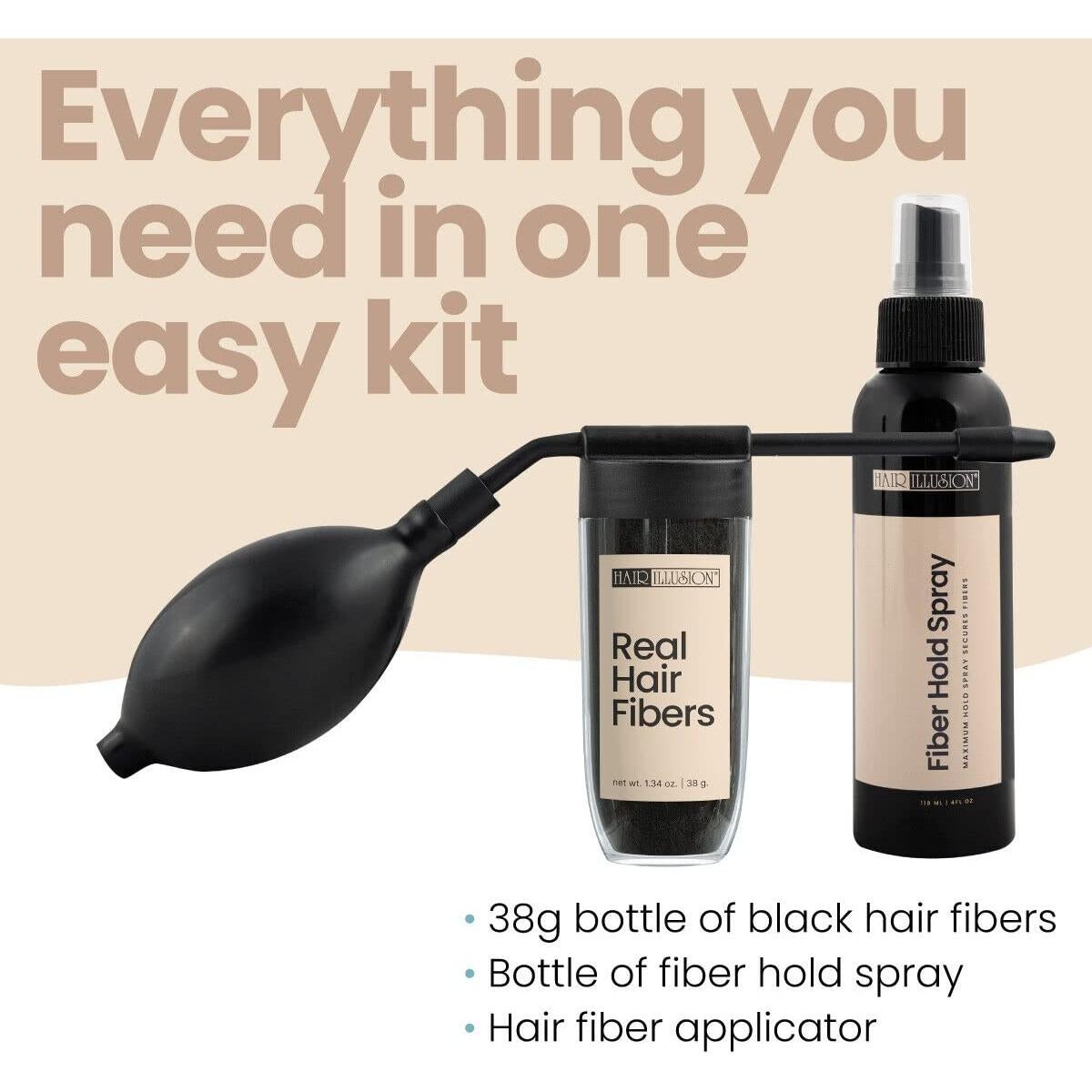 Kit Ilusión Capilar HAIR ILLUSION - Spray Fijador y 38g Fibras