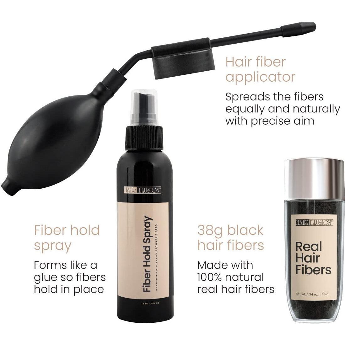 Kit Ilusión Capilar HAIR ILLUSION - Spray Fijador y 38g Fibras