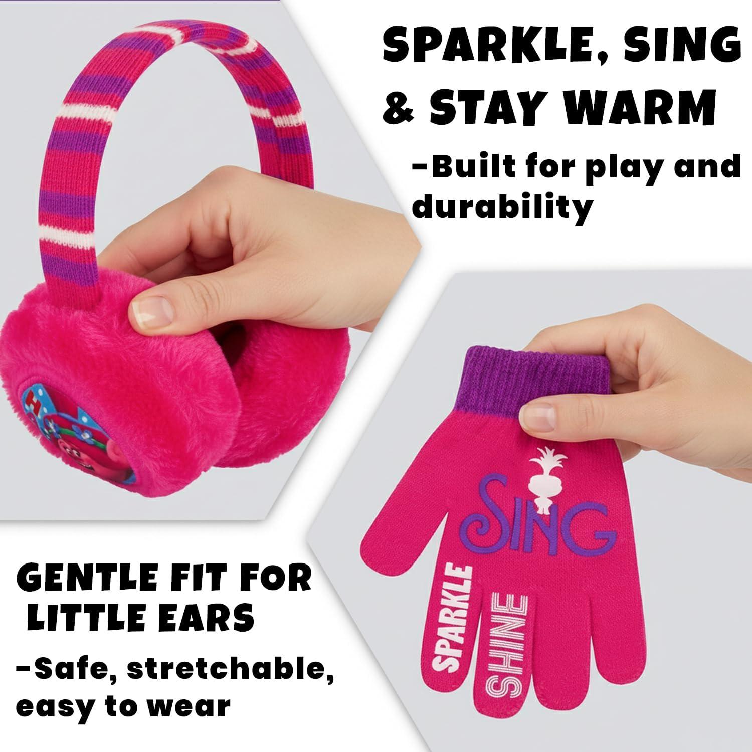 Conjunto de Gorro y Guantes Dreamworks Trolls Poppy Niñas 4-7