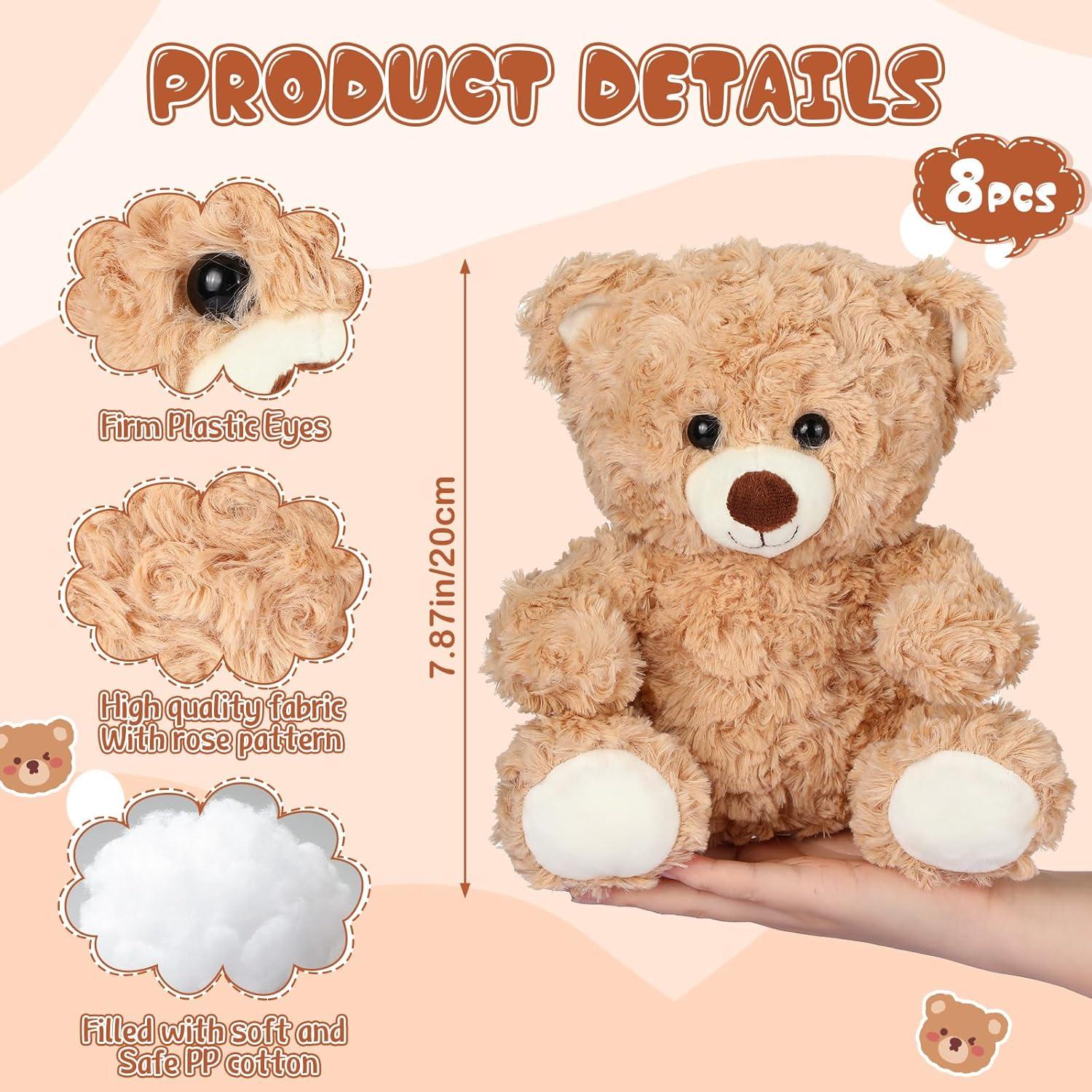 Osos de Peluche Liliful 20cm - 8 Piezas Marrón Claro