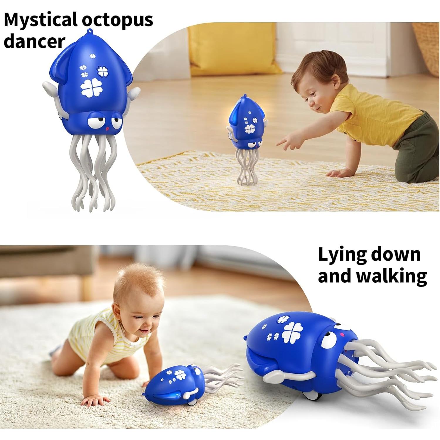 Juguete Pulpo Eléctrico Bailarín LED Música Azul 20 cm