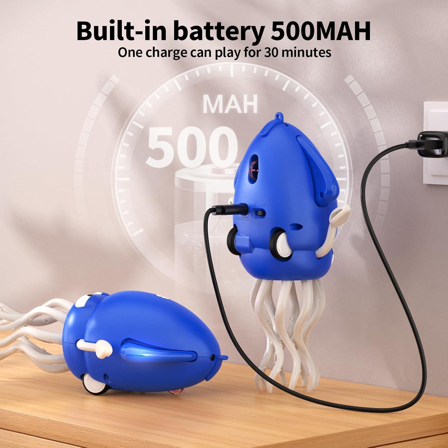 Juguete Pulpo Eléctrico Bailarín LED Música Azul 20 cm