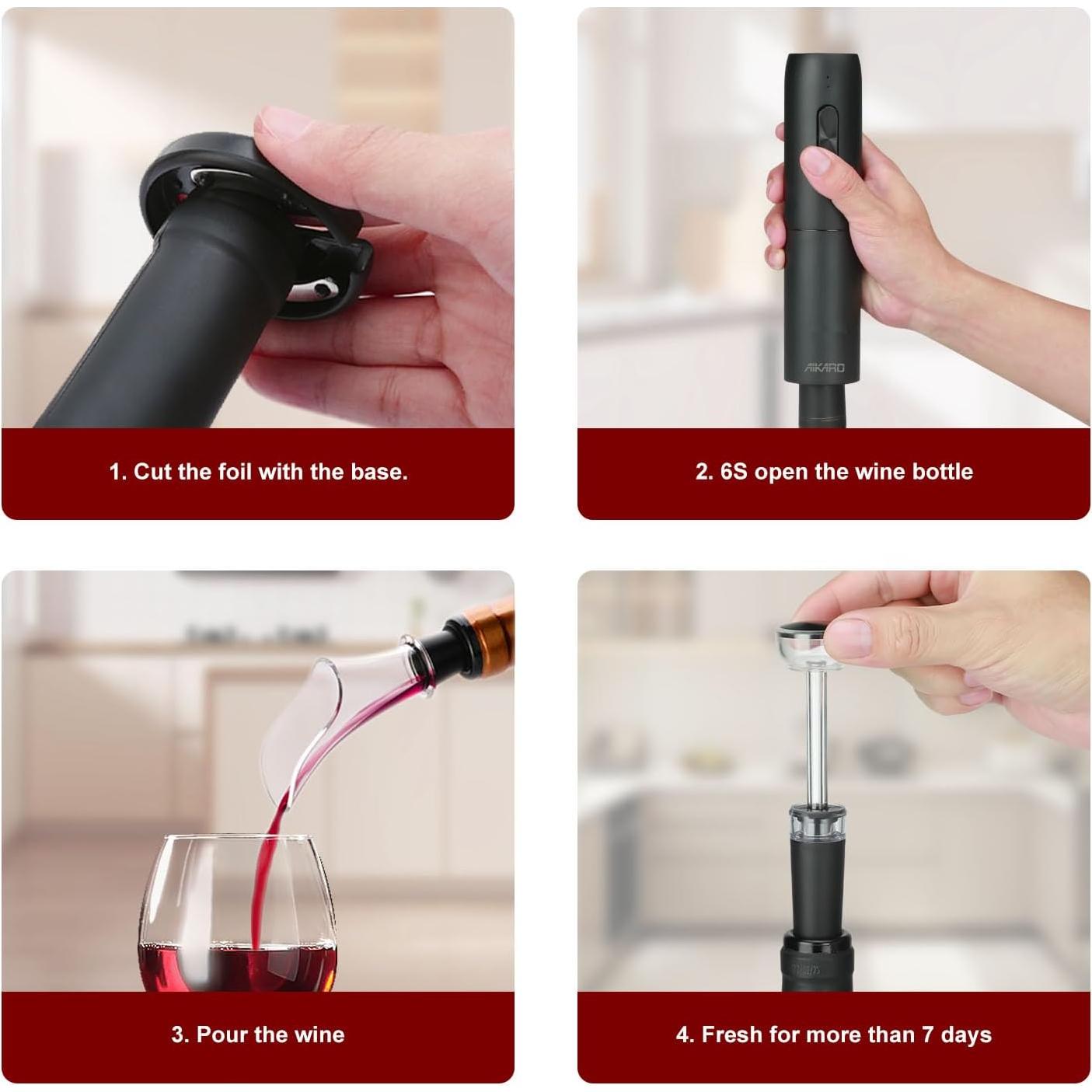 Abridor de Botellas de Vino Eléctrico AIKARO Recargable