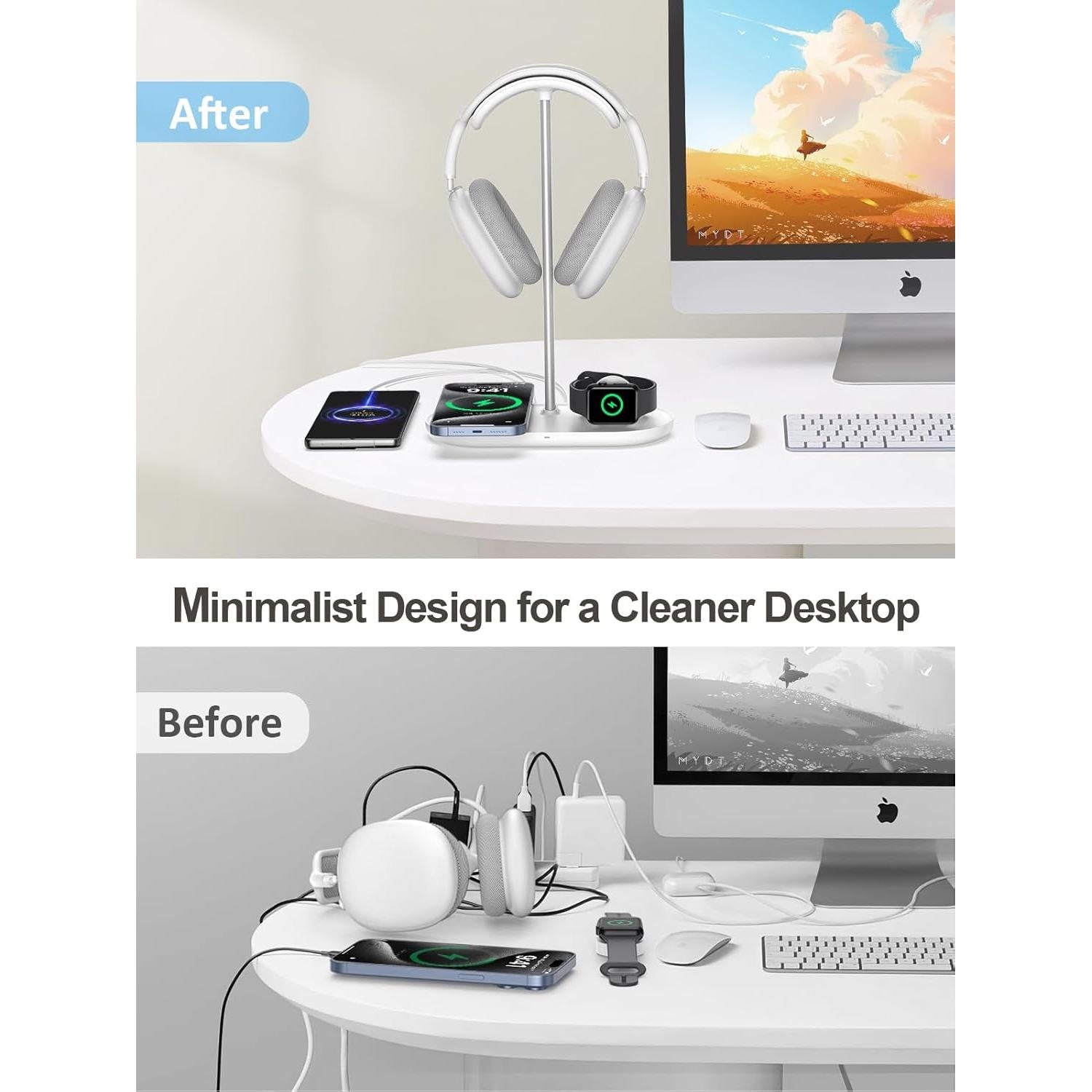 Soporte para Auriculares 5 en 1 TopMade con Carga Inalámbrica