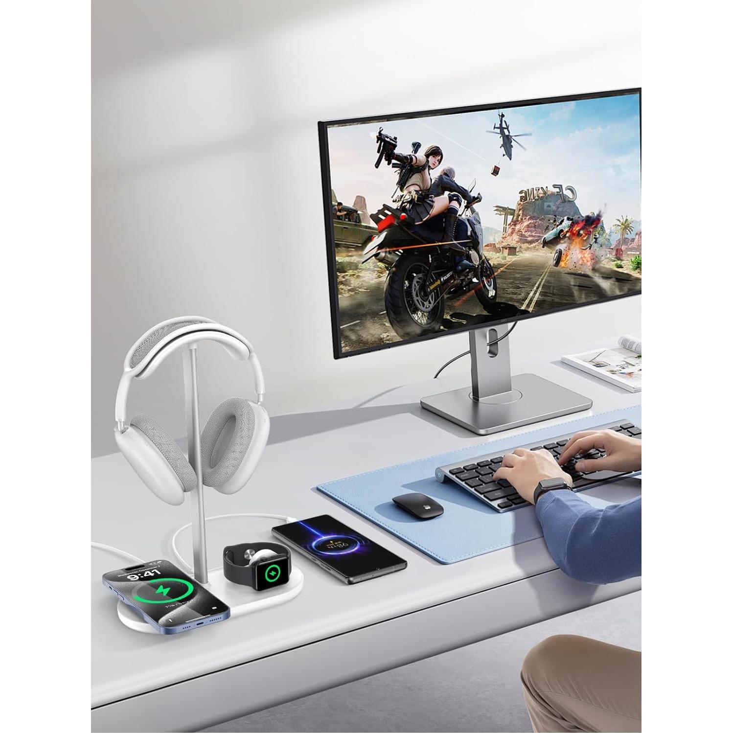 Soporte para Auriculares 5 en 1 TopMade con Carga Inalámbrica