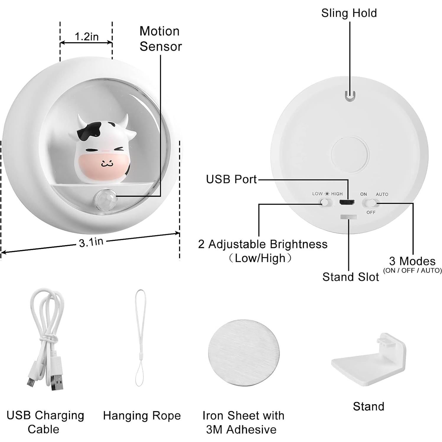 Luz Nocturna AIMILAR con Sensor de Movimiento Recargable