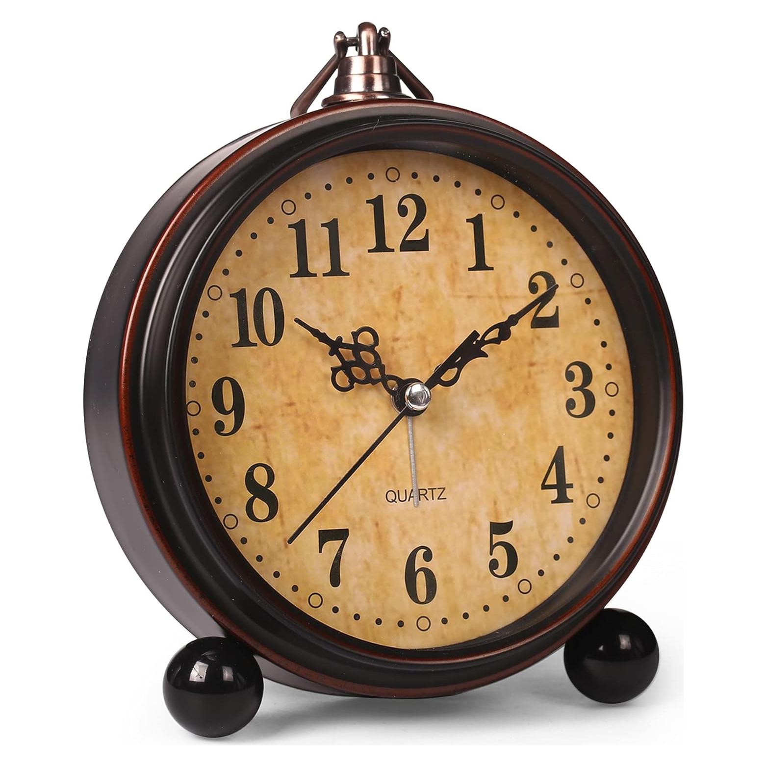 Reloj Despertador Analógico RODH Vintage Silencioso con Luz