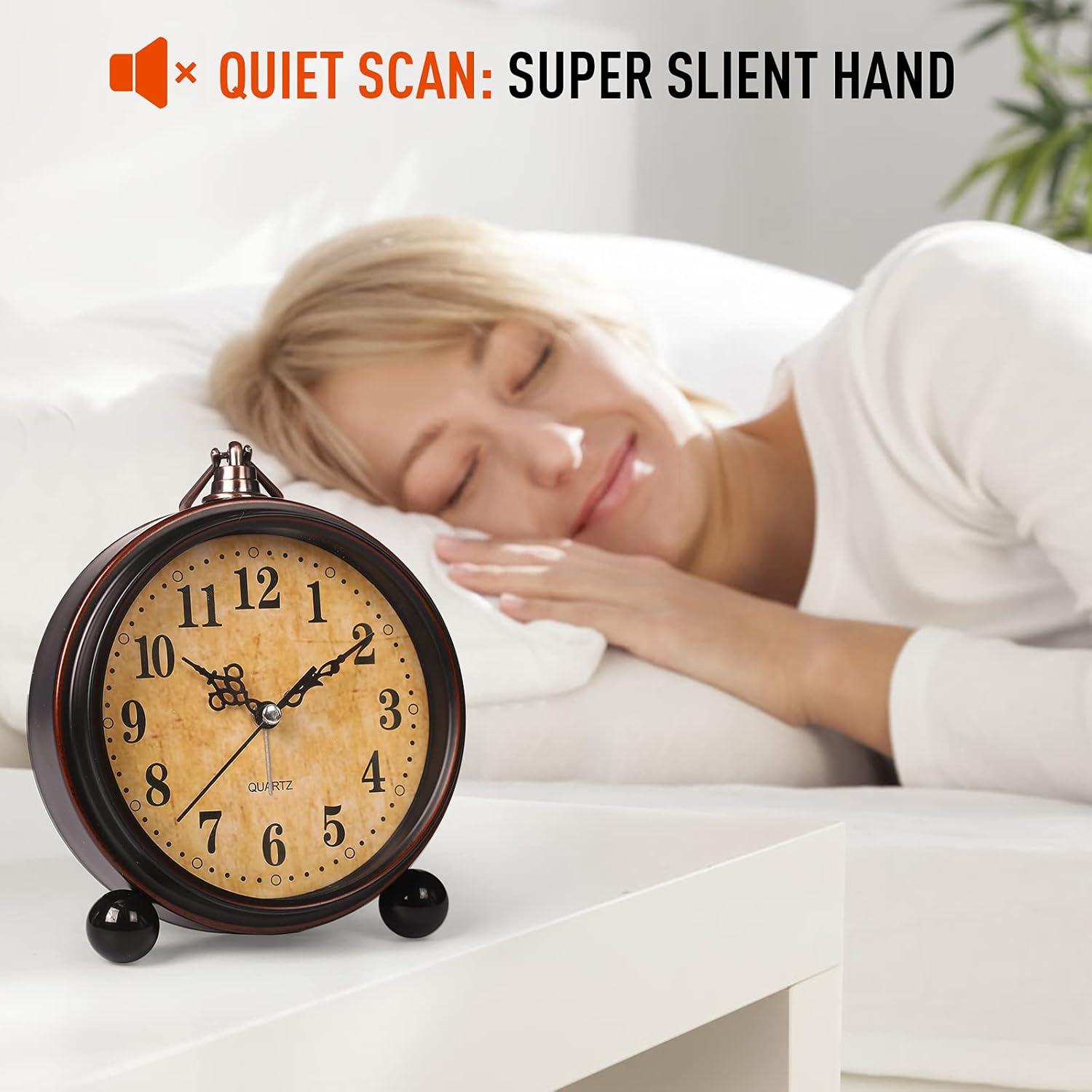 Reloj Despertador Analógico RODH Vintage Silencioso con Luz