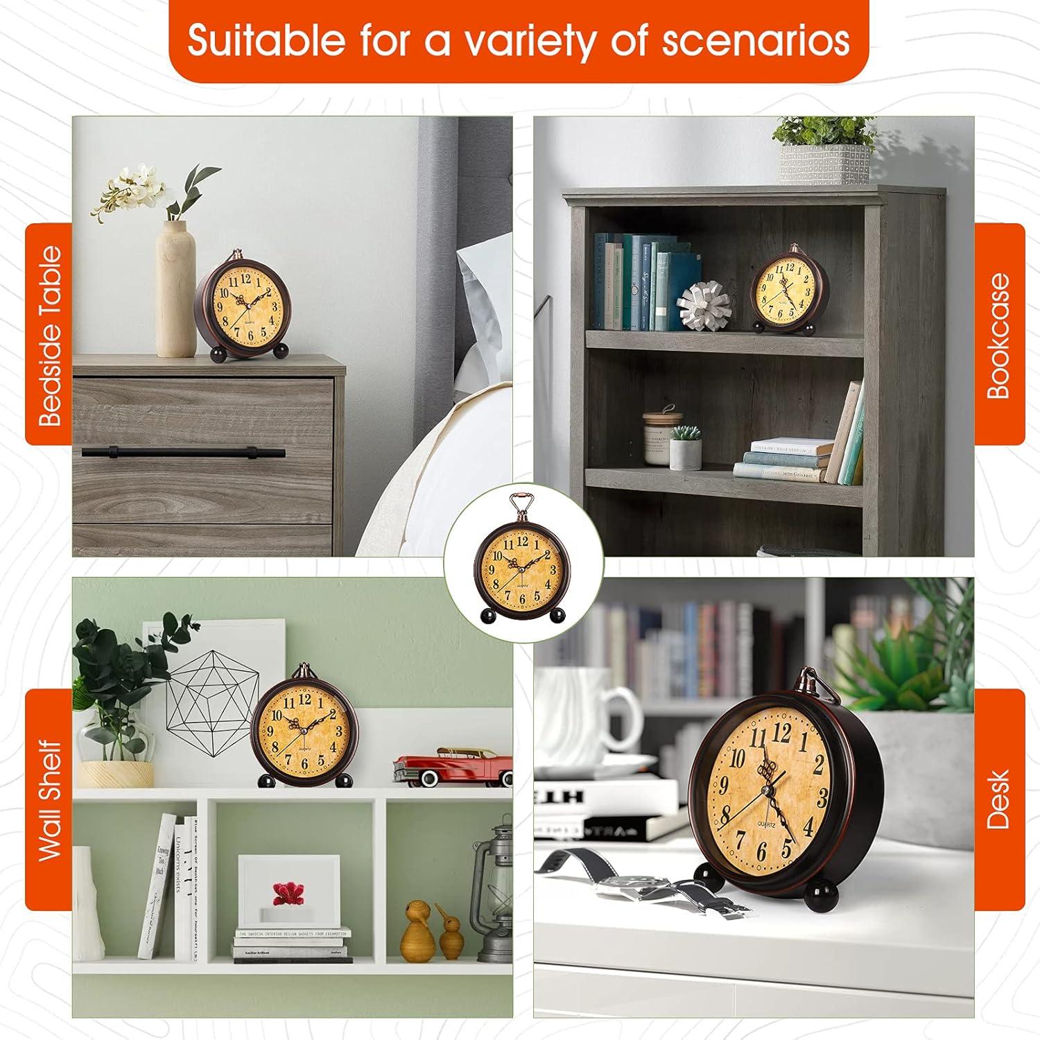 Reloj Despertador Analógico RODH Vintage Silencioso con Luz