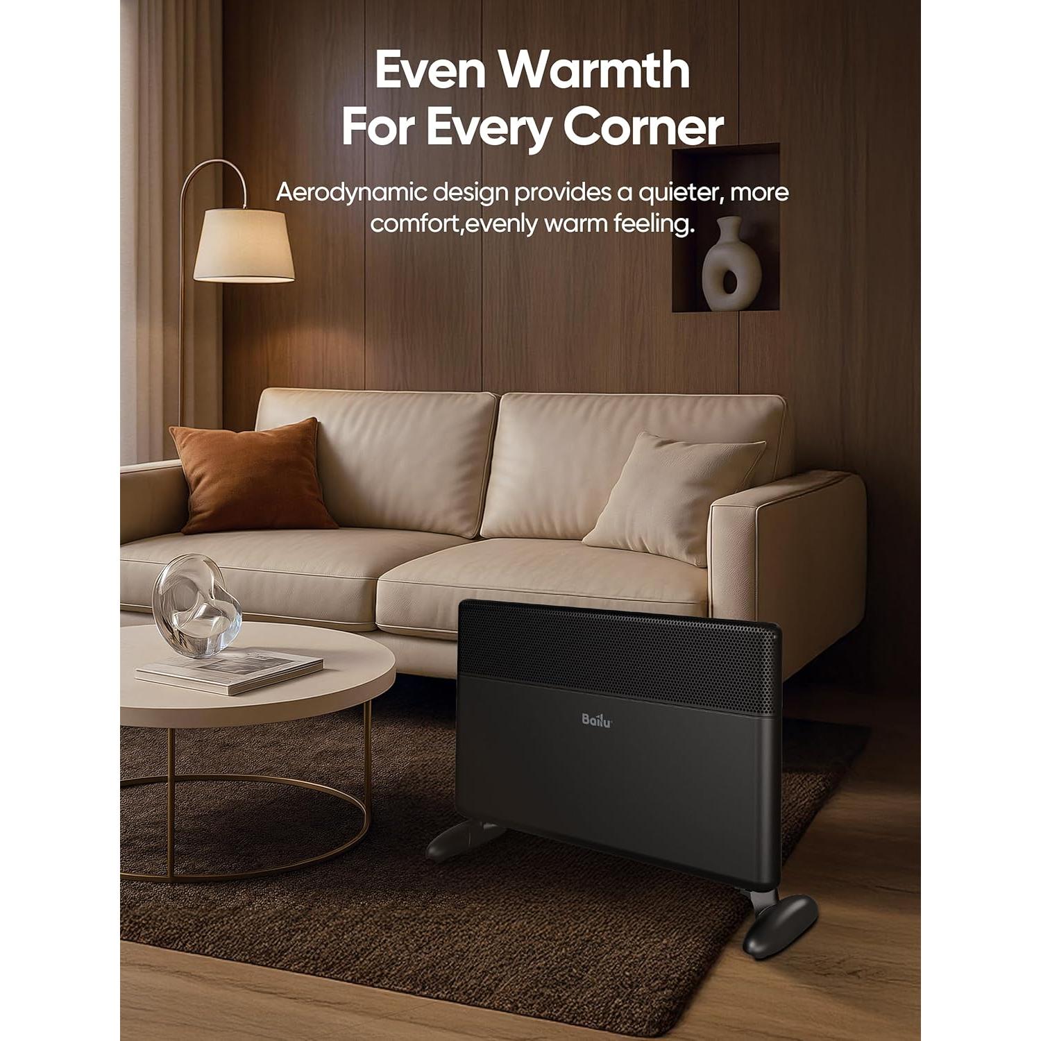 Calefactor de Panel de Convección Ballu 1500W WiFi Negro