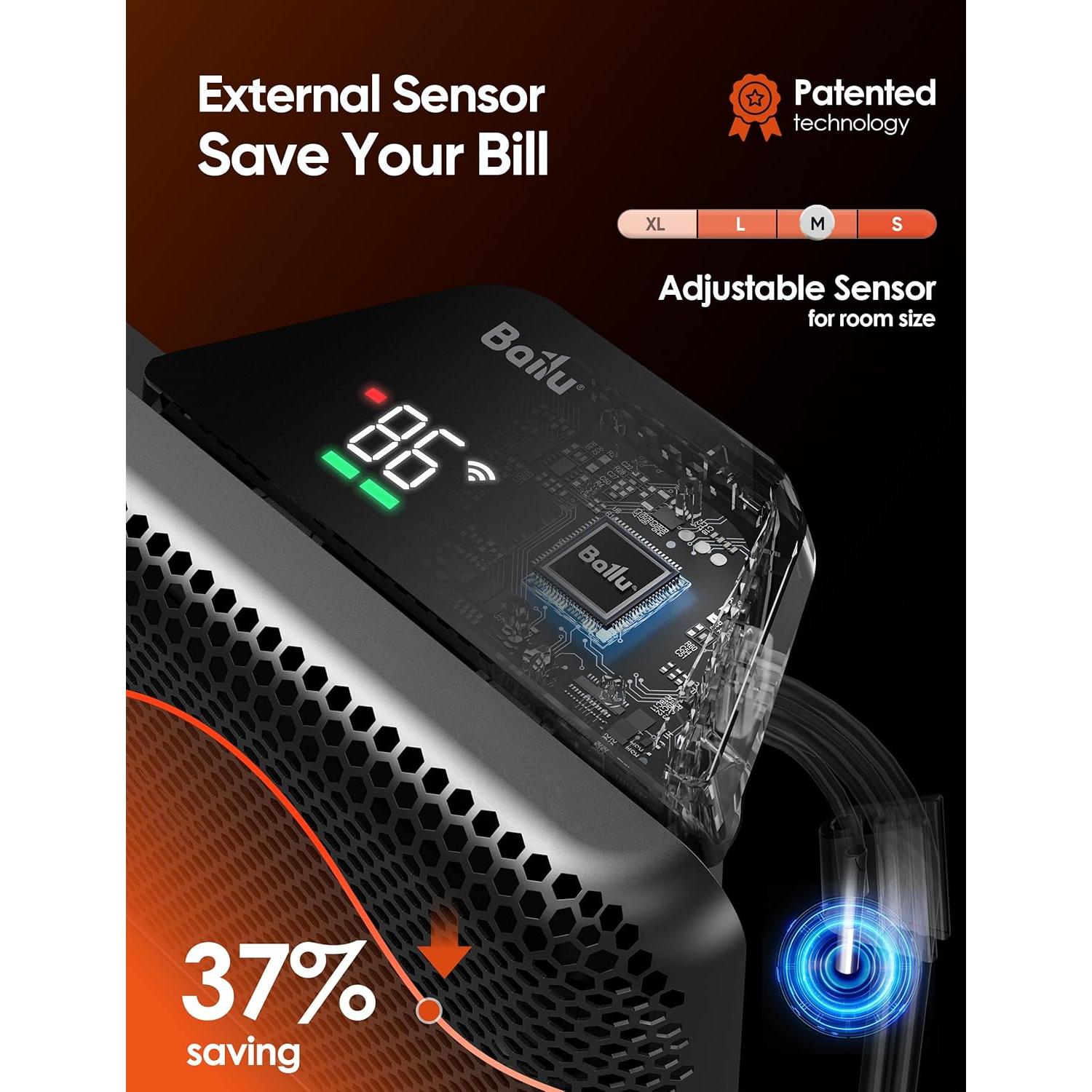 Calefactor de Panel de Convección Ballu 1500W WiFi Negro