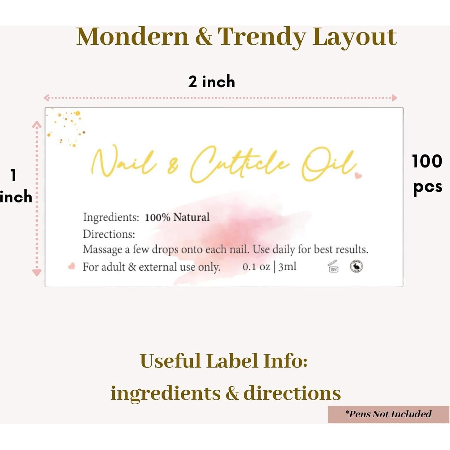 Etiquetas para bolígrafo de aceite de cutícula Mocomfor 100pcs