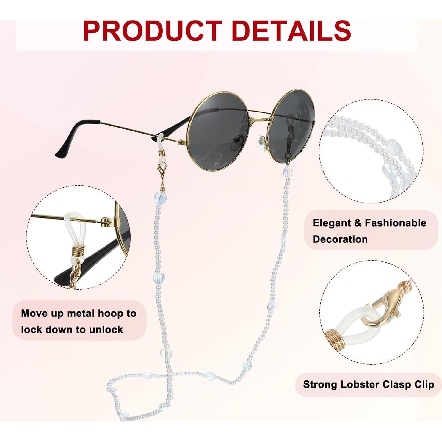Cadena de Gafas uxcell de Perlas Imitación 65cm para Mujeres
