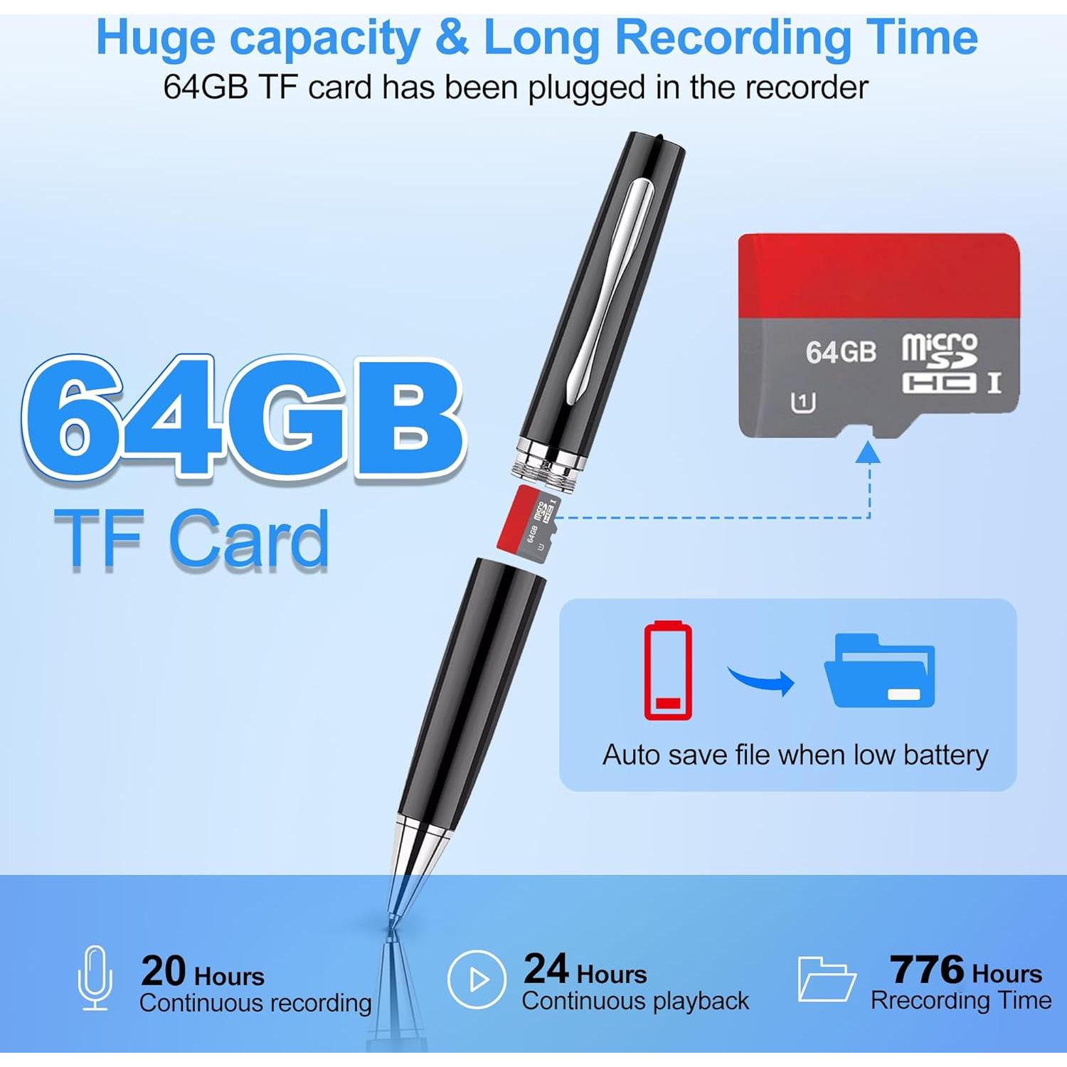 Grabadora de Voz Digital AI Okikayy 64GB con Reducción de Ruido