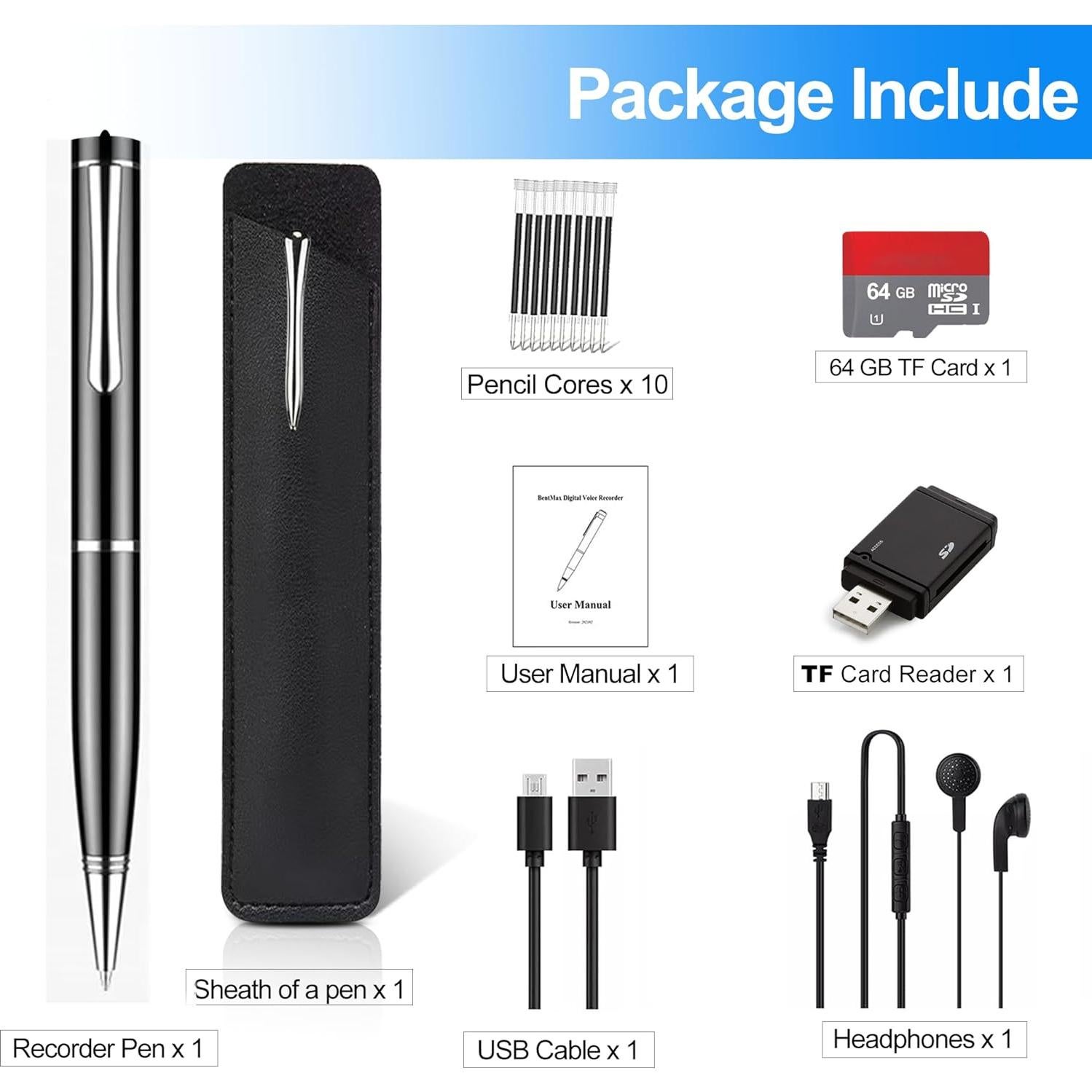 Grabadora de Voz Digital AI Okikayy 64GB con Reducción de Ruido