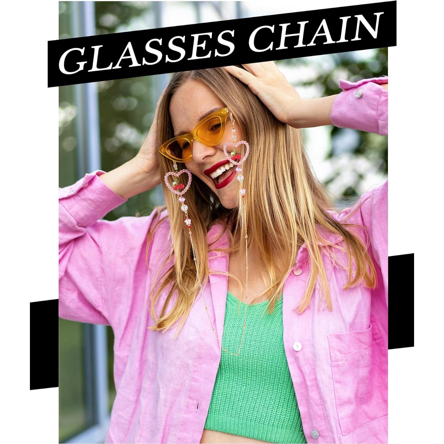 Cadena de Gafas con Perlas Cereza - Soporte Elegante para Mujeres