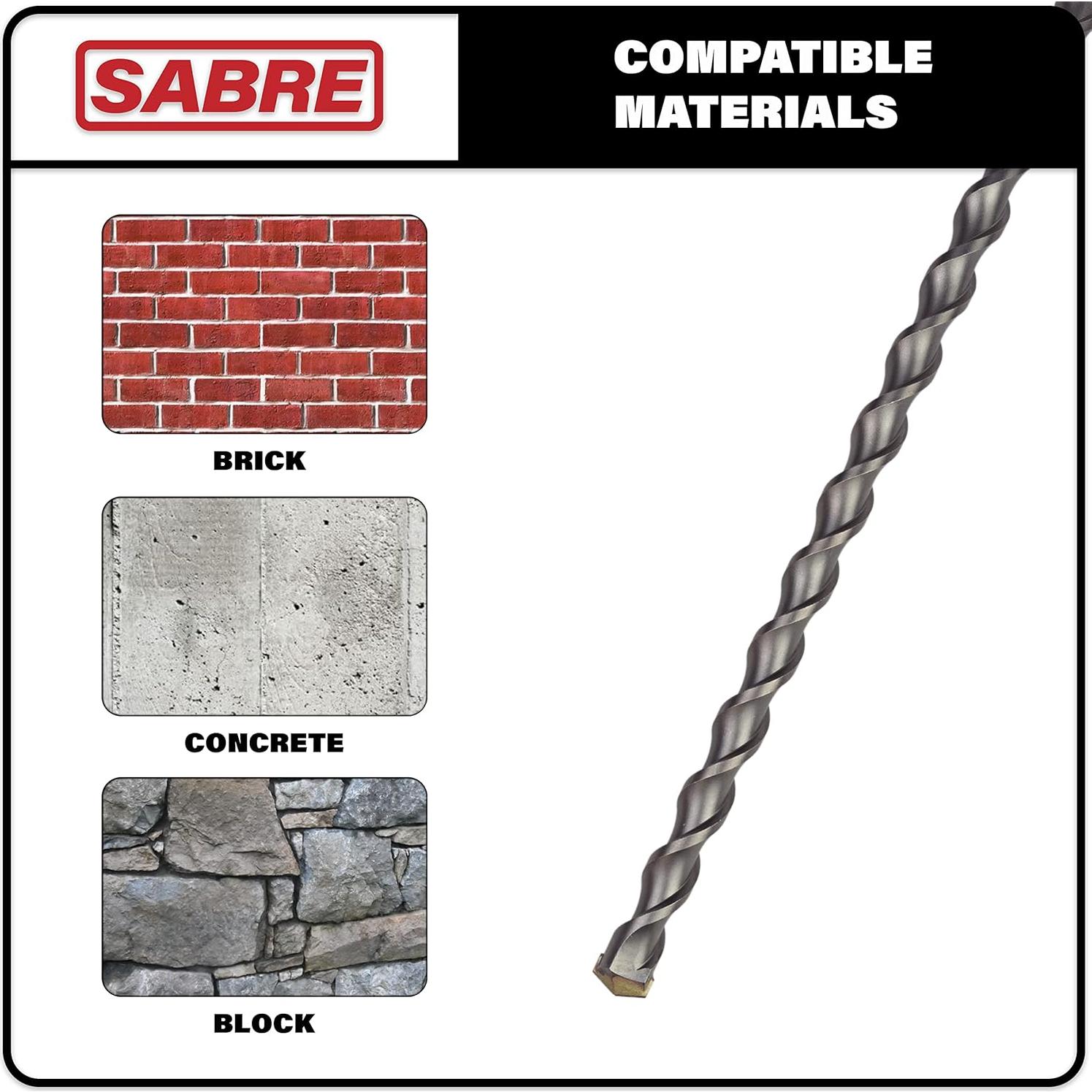 Broca SDS Plus 25.4 mm x 251.5 cm Sabre Tools para Concreto