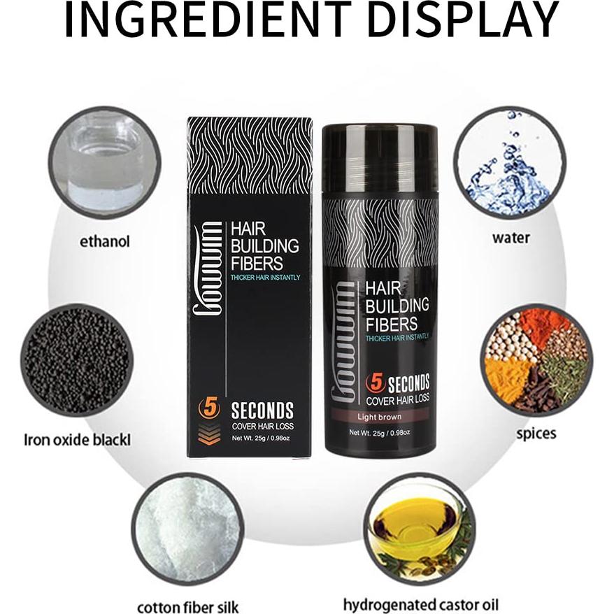 Fibras para Cabello Gowwim 25g - Cubre Puntos Calvos Marrón Medio