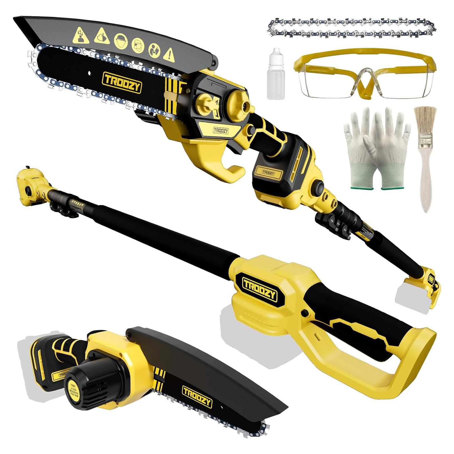 Sierra de Poste Inalámbrica TROOZY 6" y Mini Motosierra 2-en-1