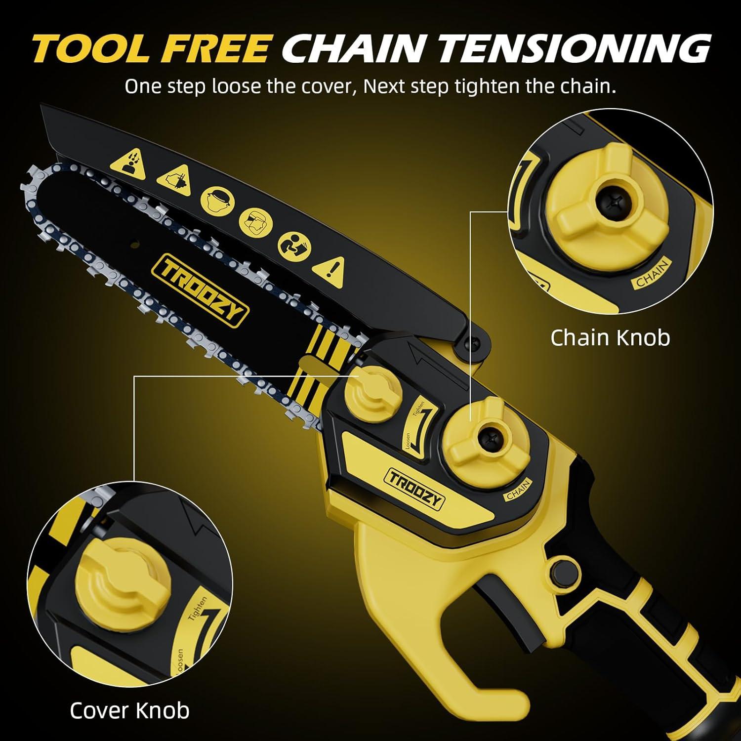 Sierra de Poste Inalámbrica TROOZY 6" y Mini Motosierra 2-en-1
