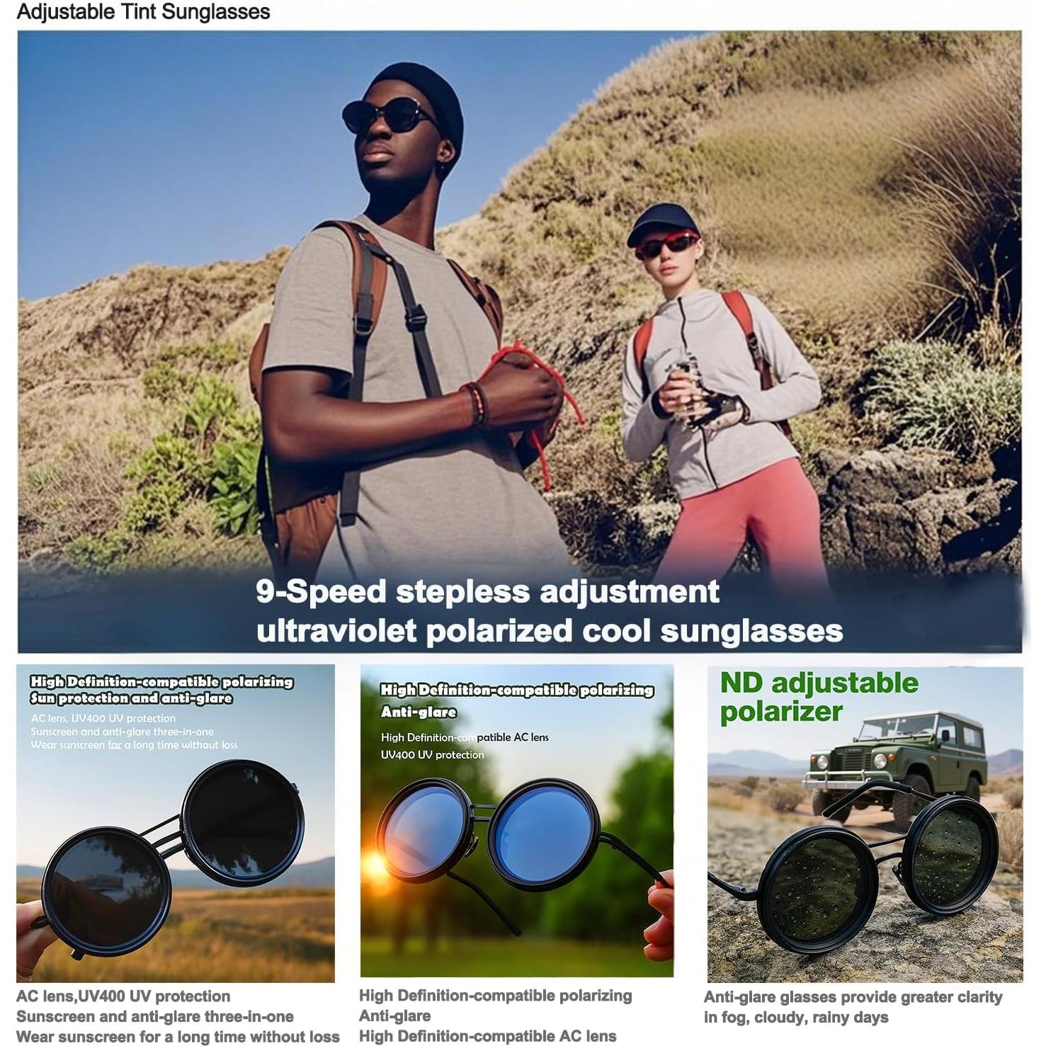 Gafas de Sol Polarizadas Minedmh con Lentes ND Ajustables UV400