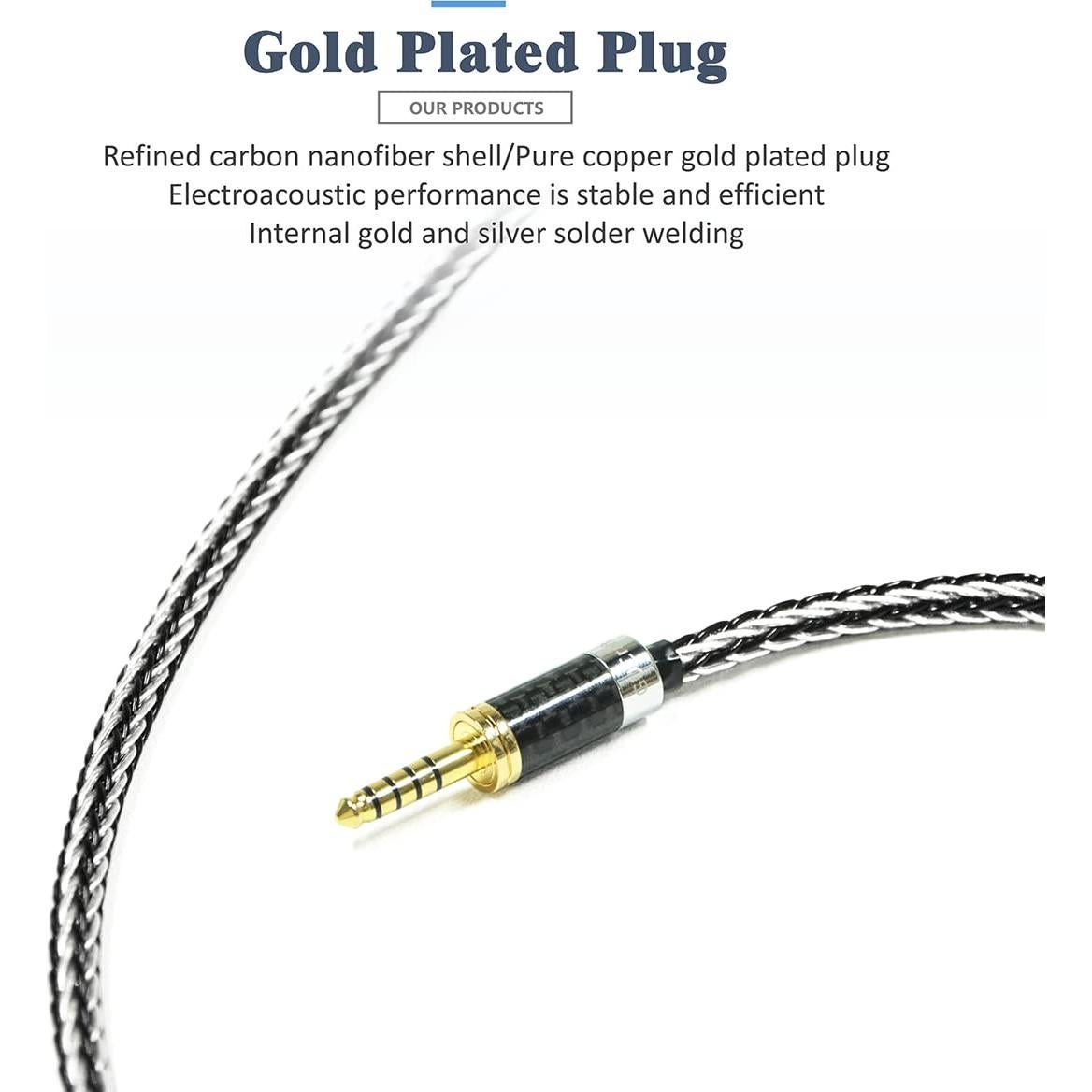 Cable de Reemplazo GUCraftsman 1.2m Cobre Cristalino 7N Plata 3.5mm