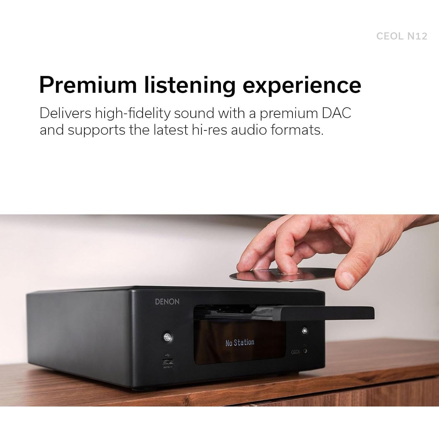 Reproductor de CD Bluetooth Denon RCD-N12 con Wi-Fi y Radio AM/FM