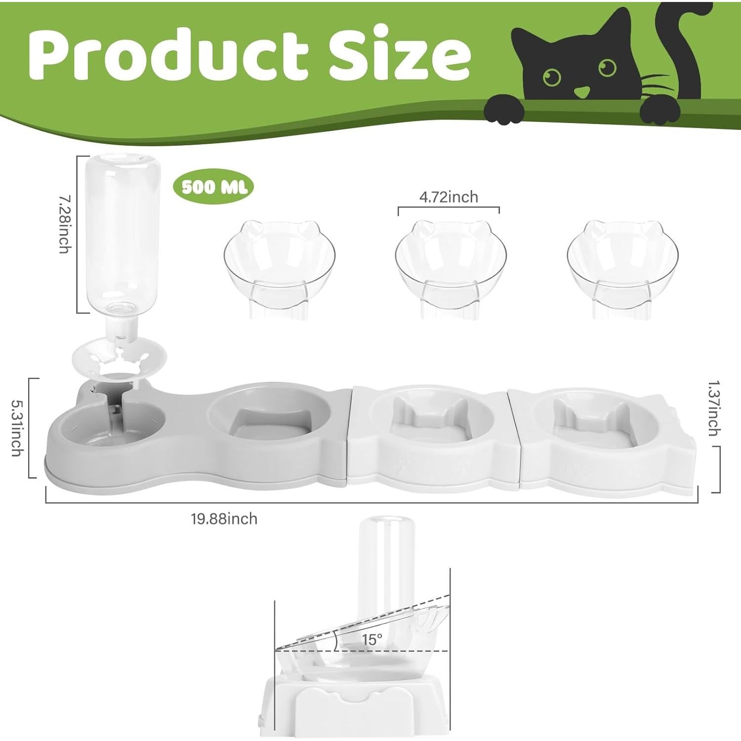 Plato para Gatos Yummy Sam 4 en 1 con Dispensador de Agua