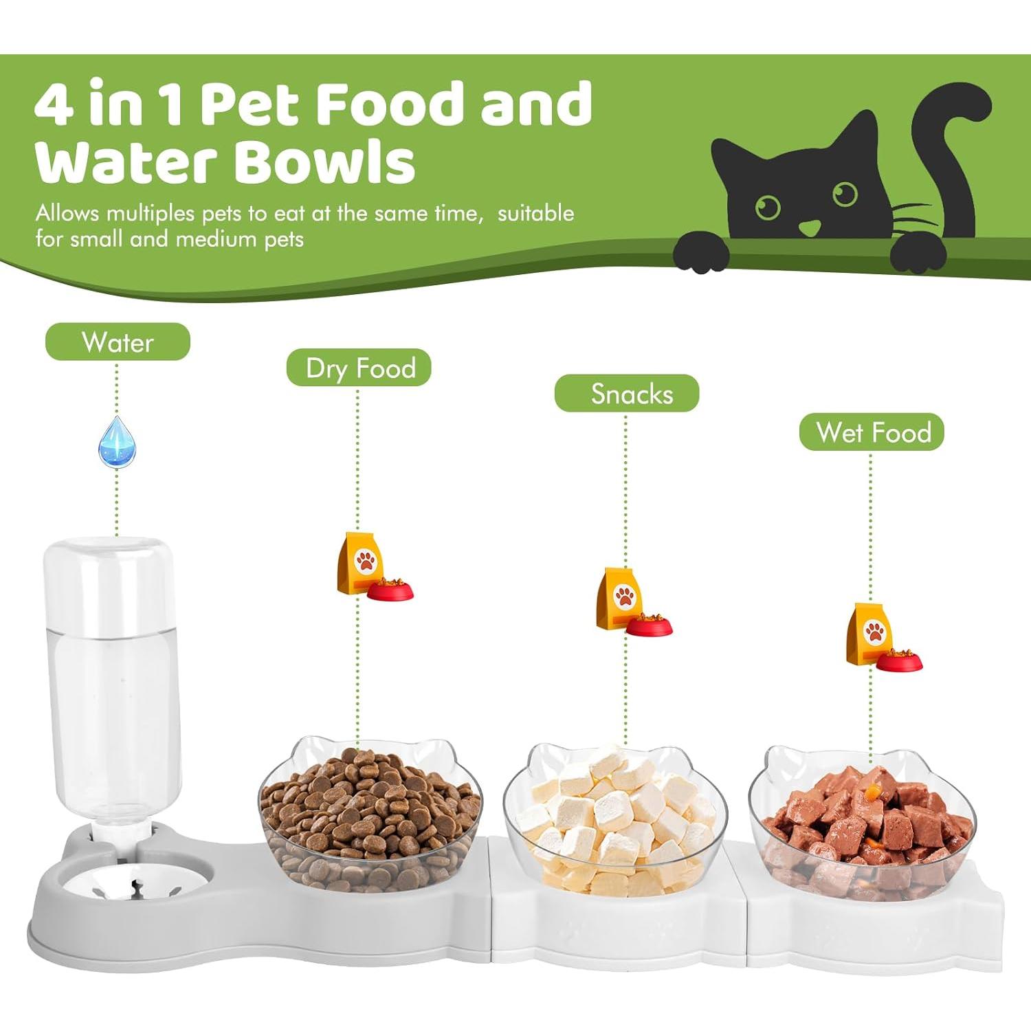 Plato para Gatos Yummy Sam 4 en 1 con Dispensador de Agua