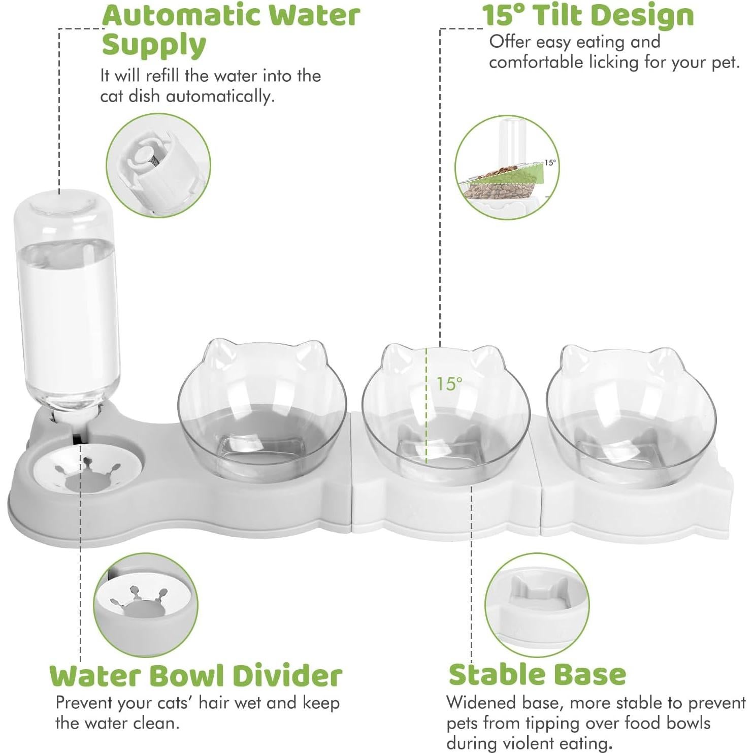 Plato para Gatos Yummy Sam 4 en 1 con Dispensador de Agua