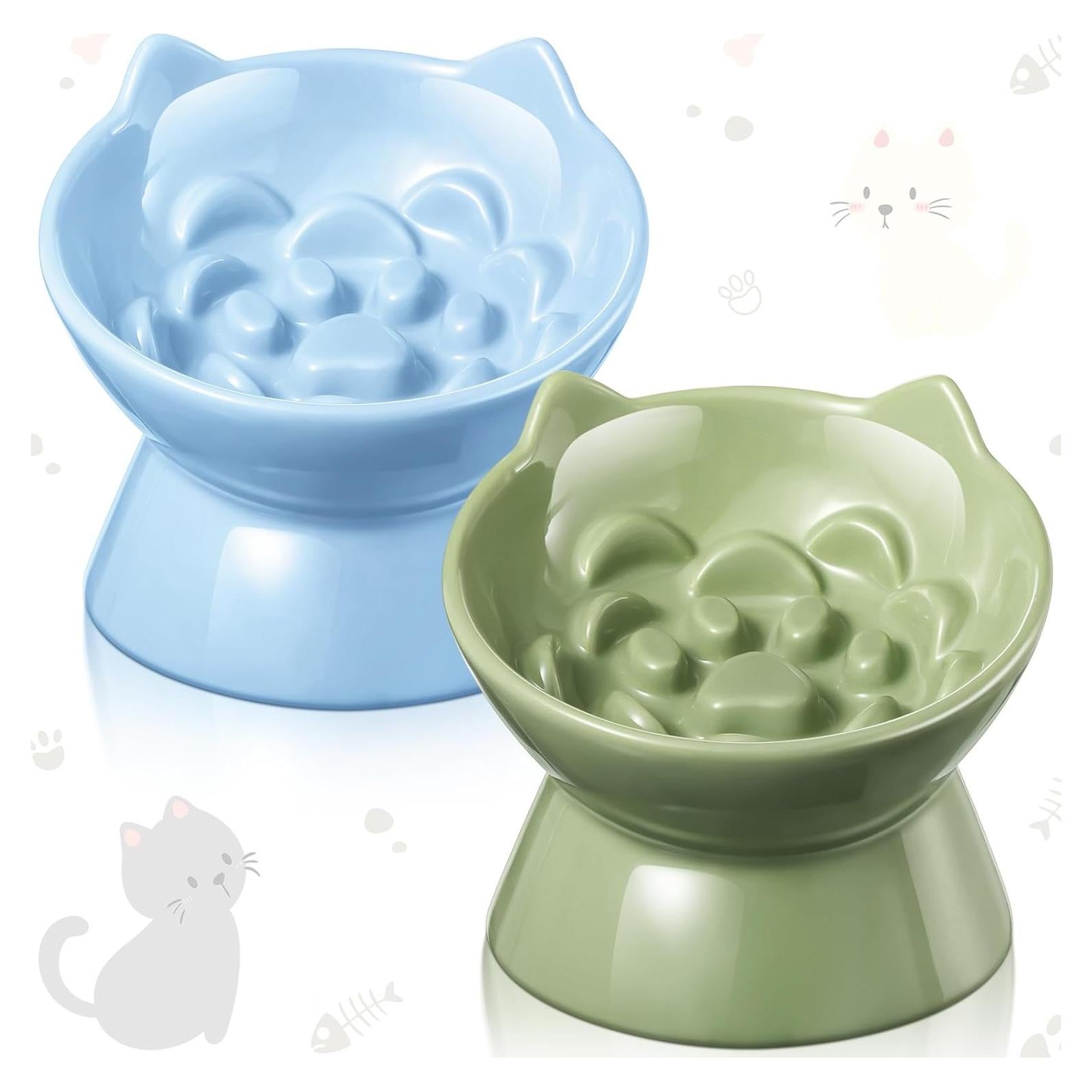Cuencos Elevados de Cerámica para Gatos Funnymoom 2 Pcs