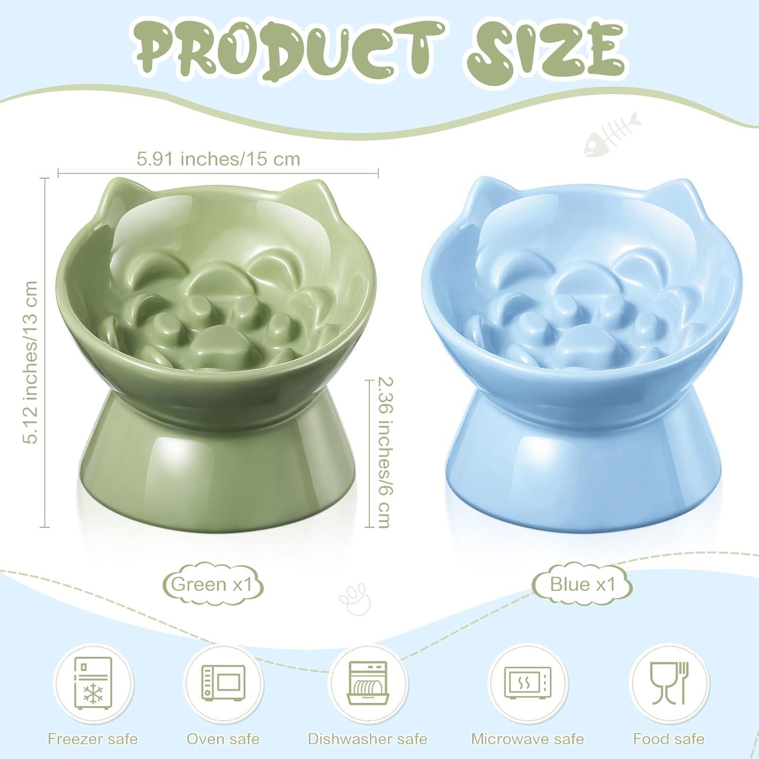 Cuencos Elevados de Cerámica para Gatos Funnymoom 2 Pcs