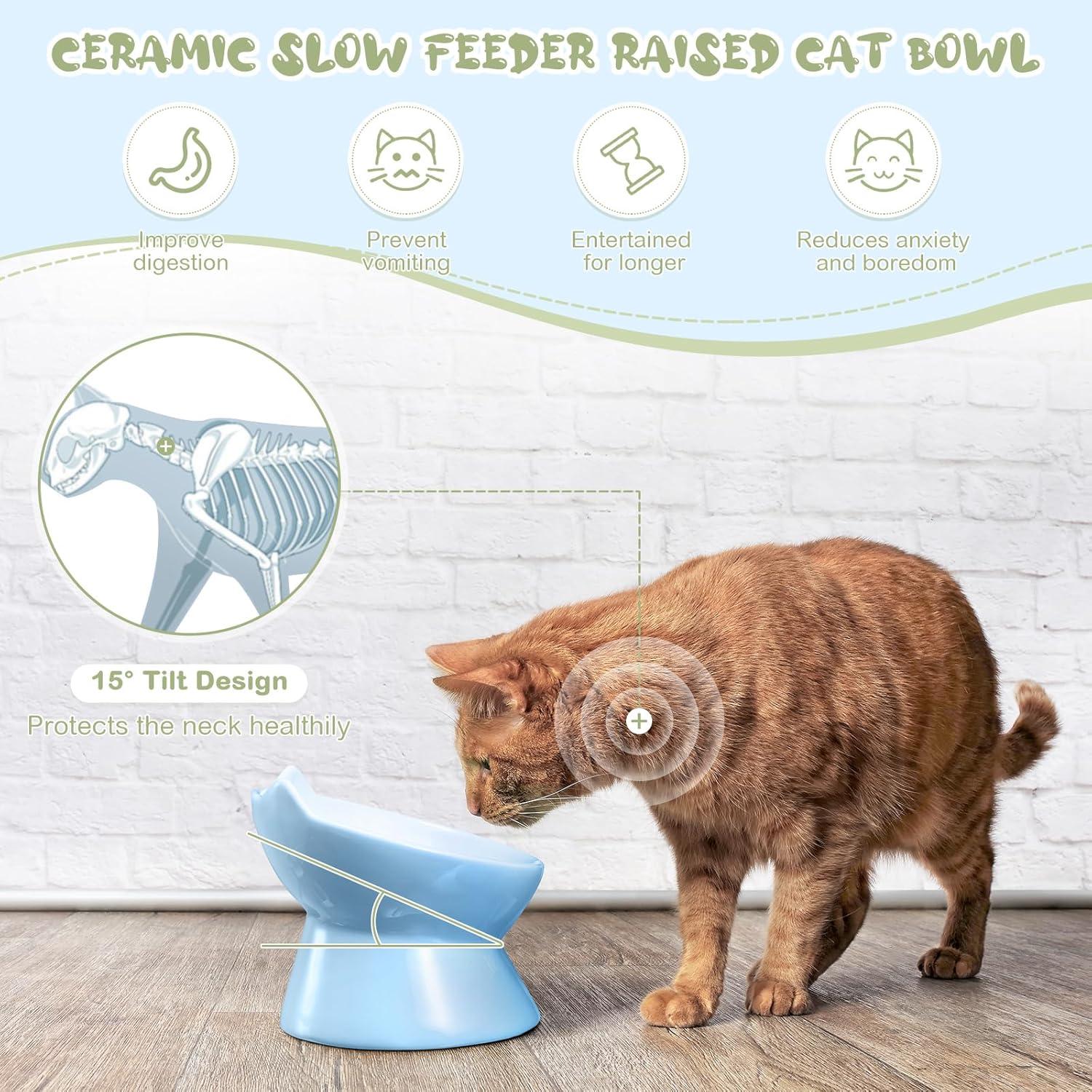 Cuencos Elevados de Cerámica para Gatos Funnymoom 2 Pcs