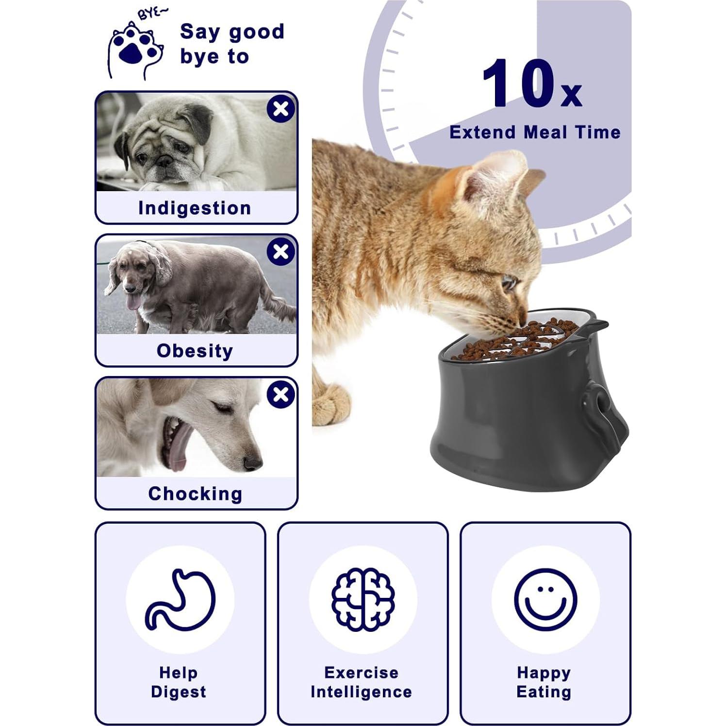 Cuenco Elevado para Gatos Y YHY Cerámica 17.5x16cm Gris